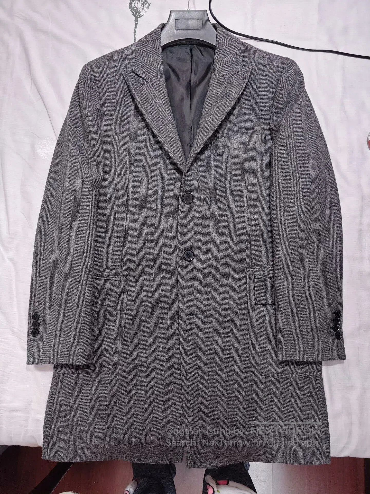 Japanese Brand Custom Gray Tweed Wool Polo Coat. Size US M / EU 48-50 / 2 - 5 Thumbnail