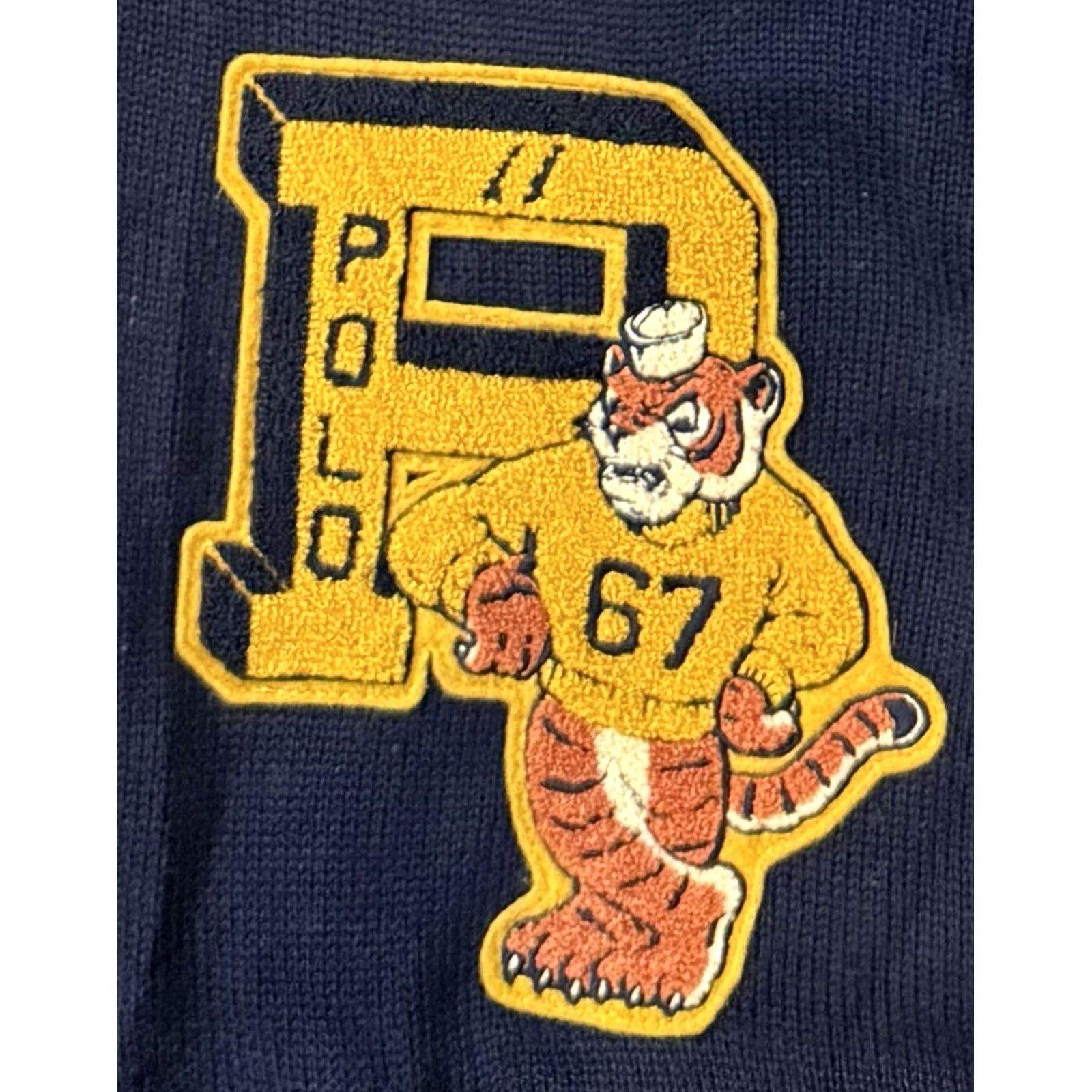 Ralph Lauren NWT Polo Ralph Lauren “Tigers ‘67 Varsity Letterman” Shawl Cardigan XXL Sweater Mens Blue Cotton Knit Embroidered Logo Button Vintage No Size US XXL / EU 58 / 5 - 4 Thumbnail