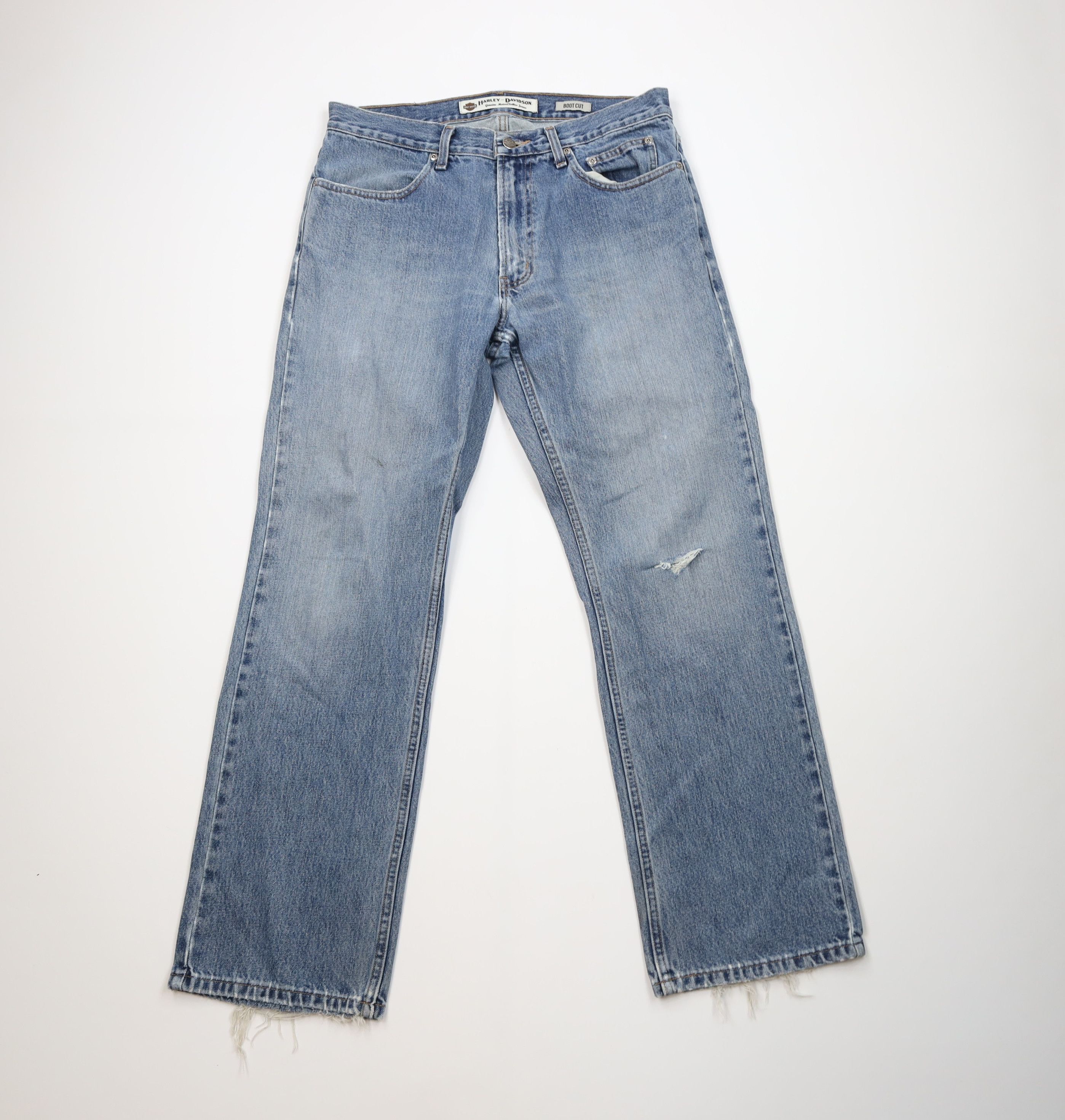 Vintage Harley Davidson Motorcycles Wide Leg Bootcut Jeans