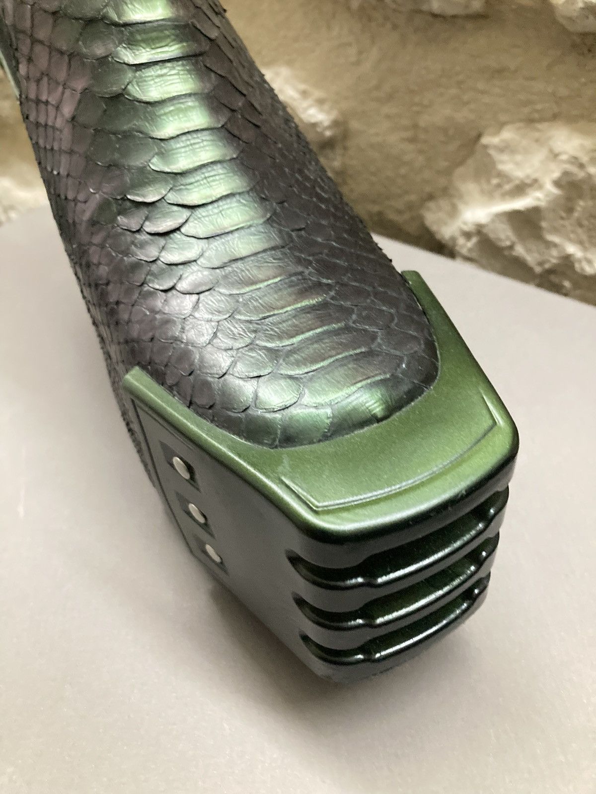 Rick Owens RICK OWENS Iridescent Python Platform Kiss Heels Size US 10 / EU 43 - 9 Thumbnail