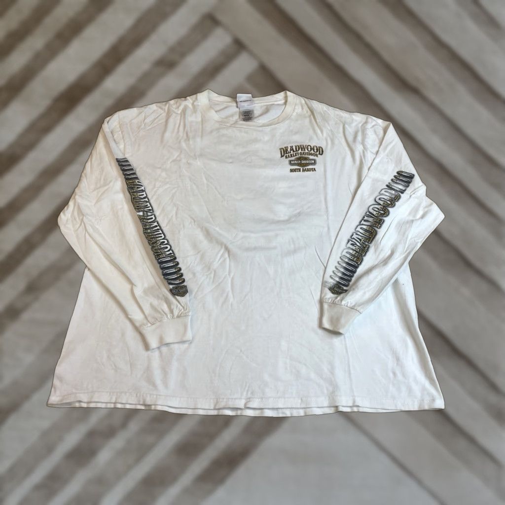 Harley Davidson VINTAGE Harley-Davidson Long Sleeve T-Shirt 2XL White Crew Neck 90s Biker Motorcycle Graphic Men Size US XXL / EU 58 / 5 - 1 Thumbnail