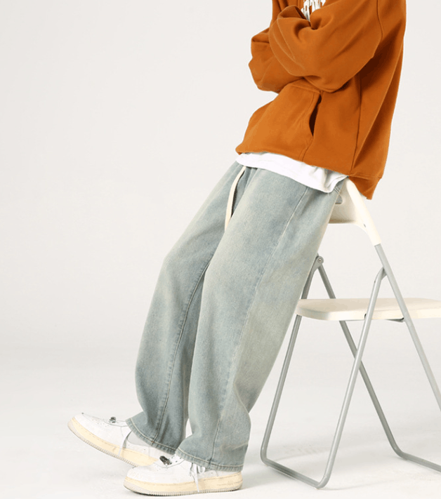 Japanese Brand × Jean Washed distressed wide-leg casual drawstring baggy jeans Size US 32 / EU 48 - 4 Thumbnail