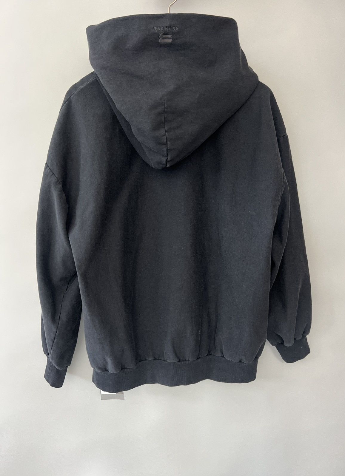 Balenciaga Washed Cotton Zip Hoodie in Black Size US M / EU 48-50 / 2 - 2 Thumbnail