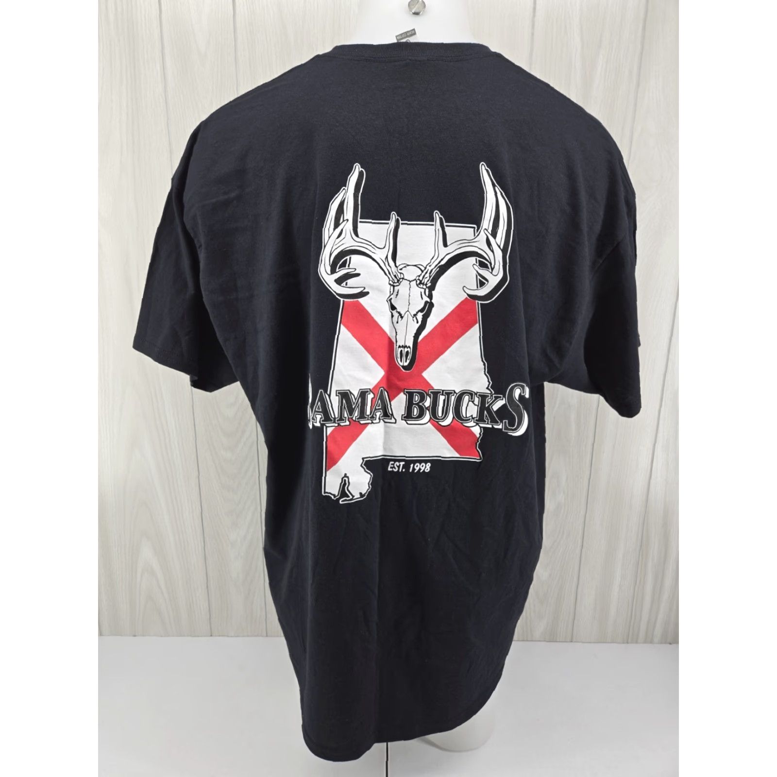 Gildan Bama Bucks Black T-Shirt 2XL Mens Graphic Print Hunting American Shirt Size US XXL / EU 58 / 5 - 2 Thumbnail