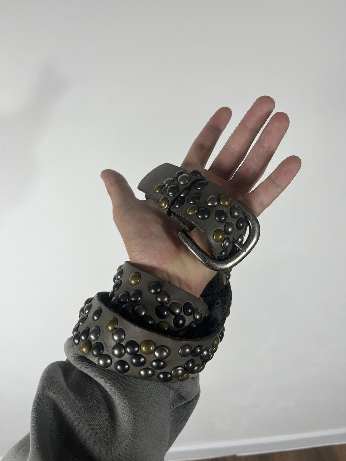 Other Avant-Garde Studded Leather Belt with Multicolor Rivets Size ONE SIZE - 1 Thumbnail