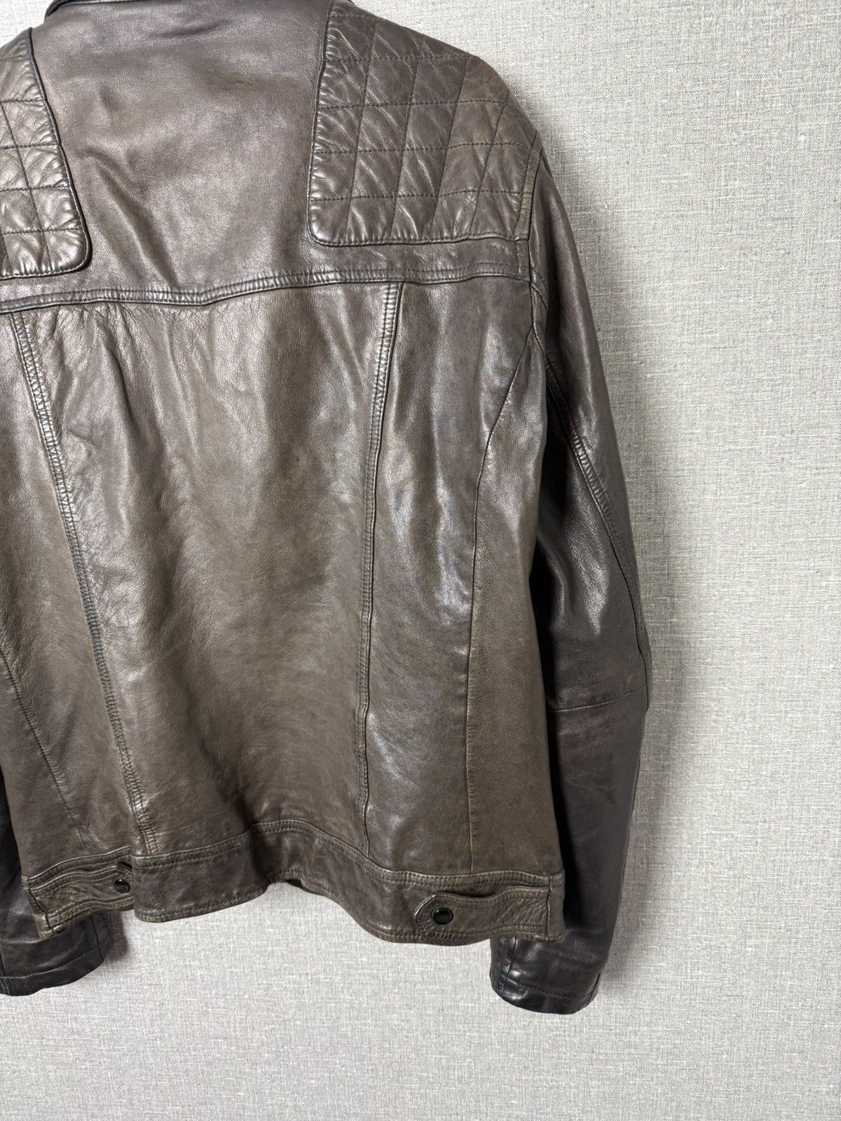 Allsaints AllSaints Conroy Distressed Brown Leather Biker Jacket Size US M / EU 48-50 / 2 - 17 Thumbnail