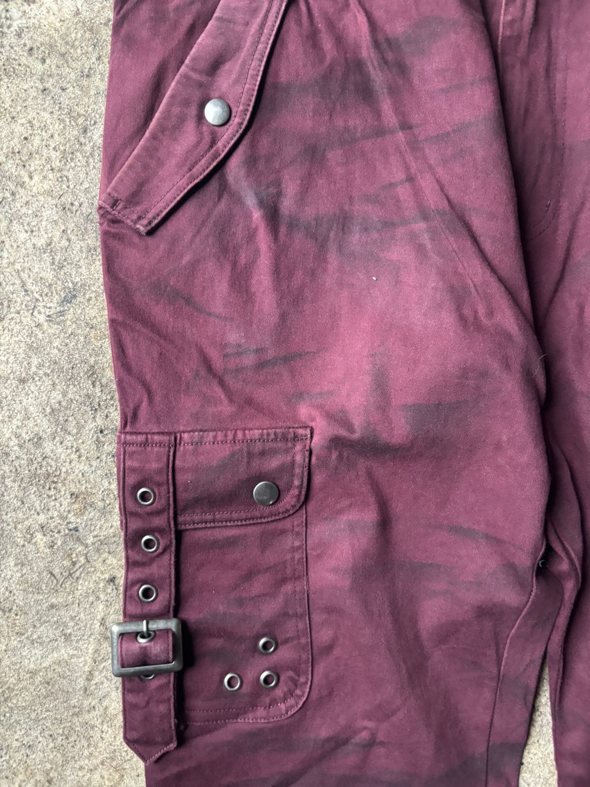 Japanese Brand 2000s Semantic Design Japan Red Wine Washed Cargo Pants Size US 37 - 4 Thumbnail