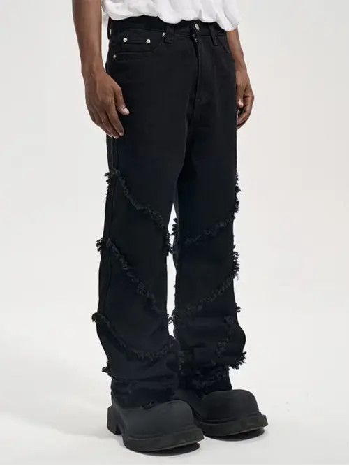image of Vintage Faded Baggy Ripped Hiphop Damaged Pants in Black, Men's (Size 28)