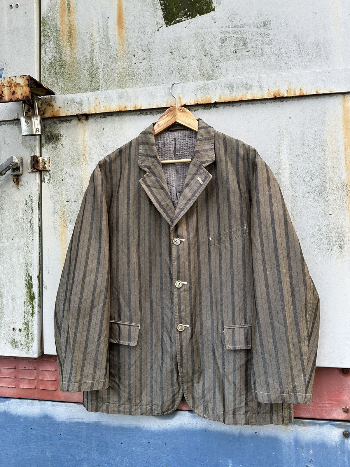 Vintage 👹AD1998 Comme Des Garcons Homme Plus Striped Jacket | Grailed