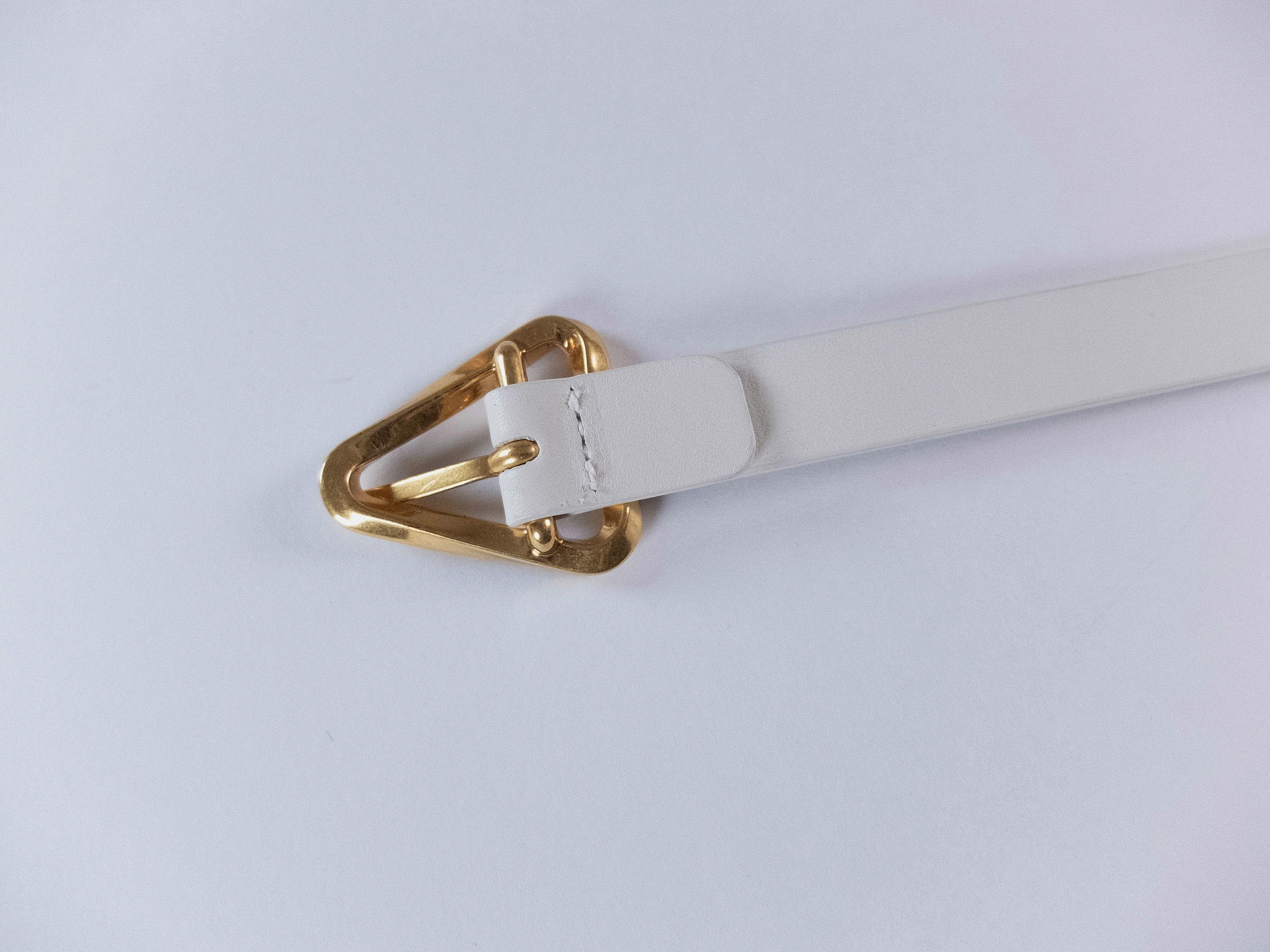 Bottega Veneta BOTTEGA VENETA Triangle white thin leather belt 80 Size ONE SIZE - 4 Thumbnail