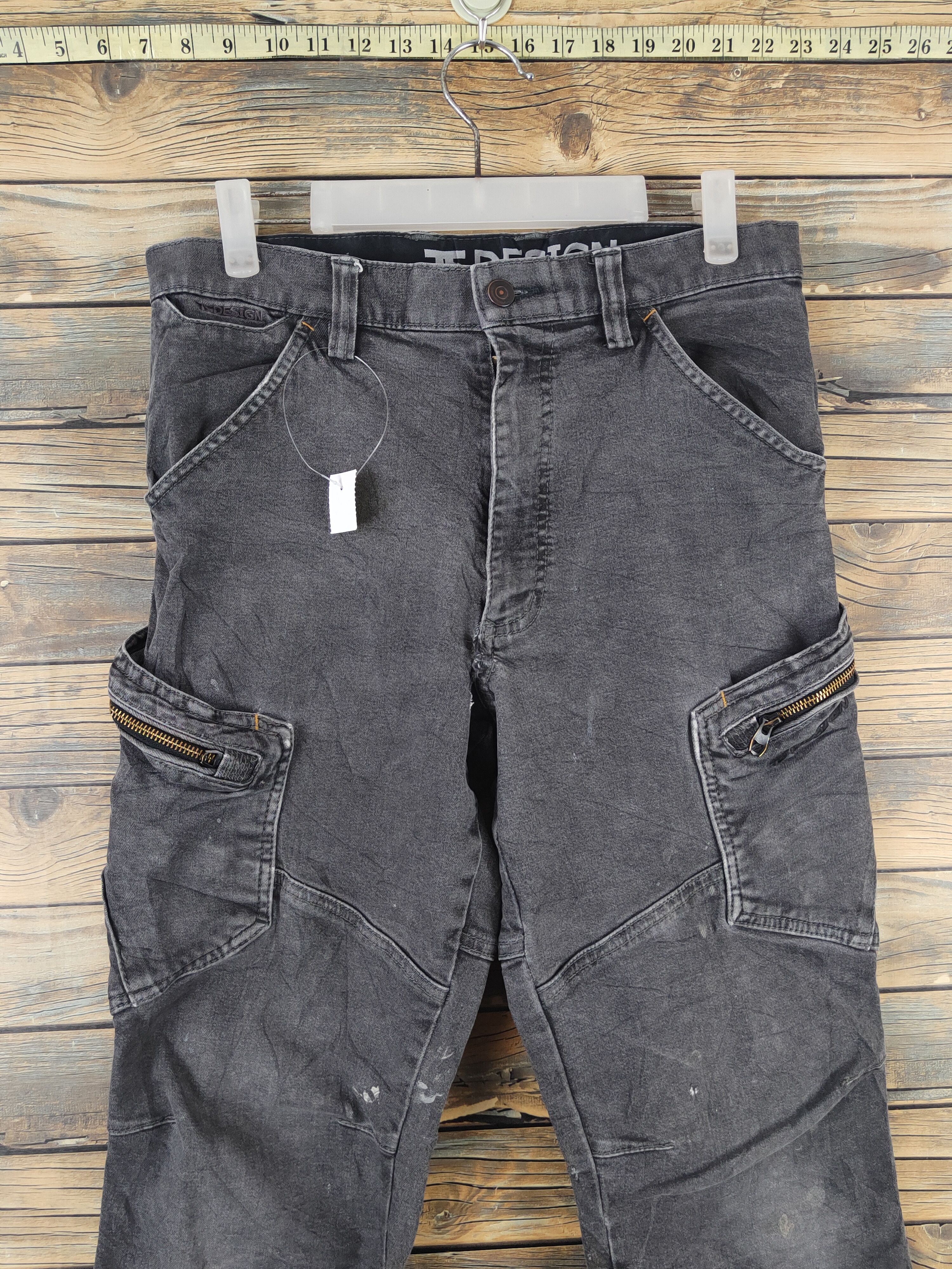 Japanese Brand TS Design Black cargo Distressed Ripped Jeans #W2190 Size US 30 / EU 46 - 2 Thumbnail