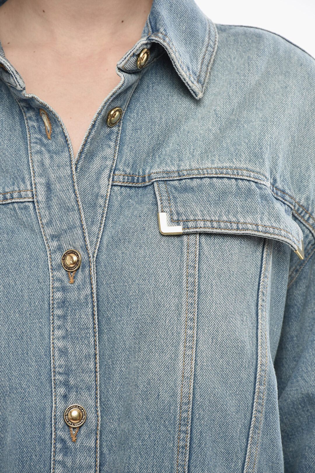 Palm Angels og1mm0326 Denim Shirt Dress in Light Blue Size S / US 4 / IT 40 - 3 Thumbnail