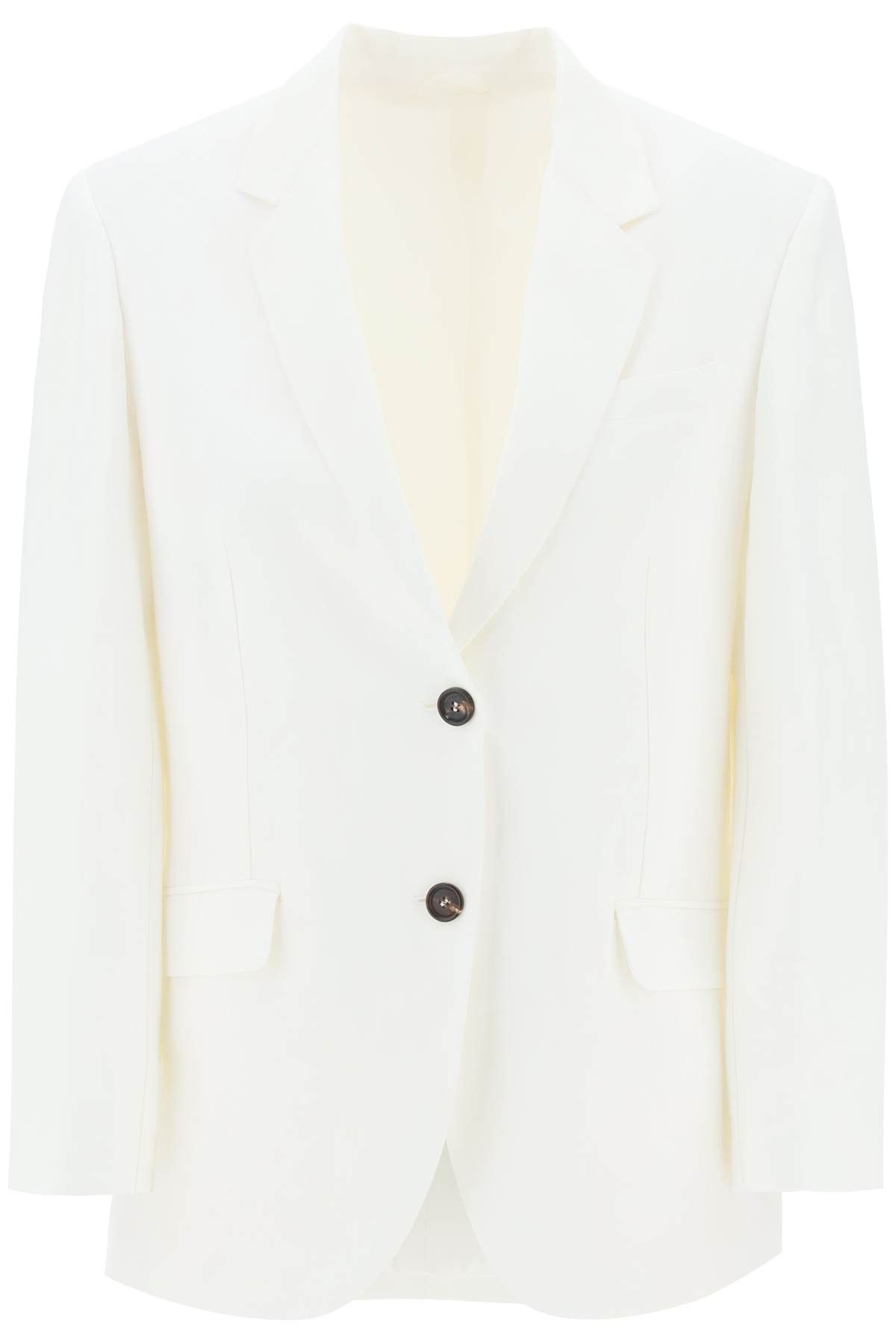 image of Brunello Cucinelli Viscose-Linen Single-Breasted Blazer in Naturale, Women's (Size Small)
