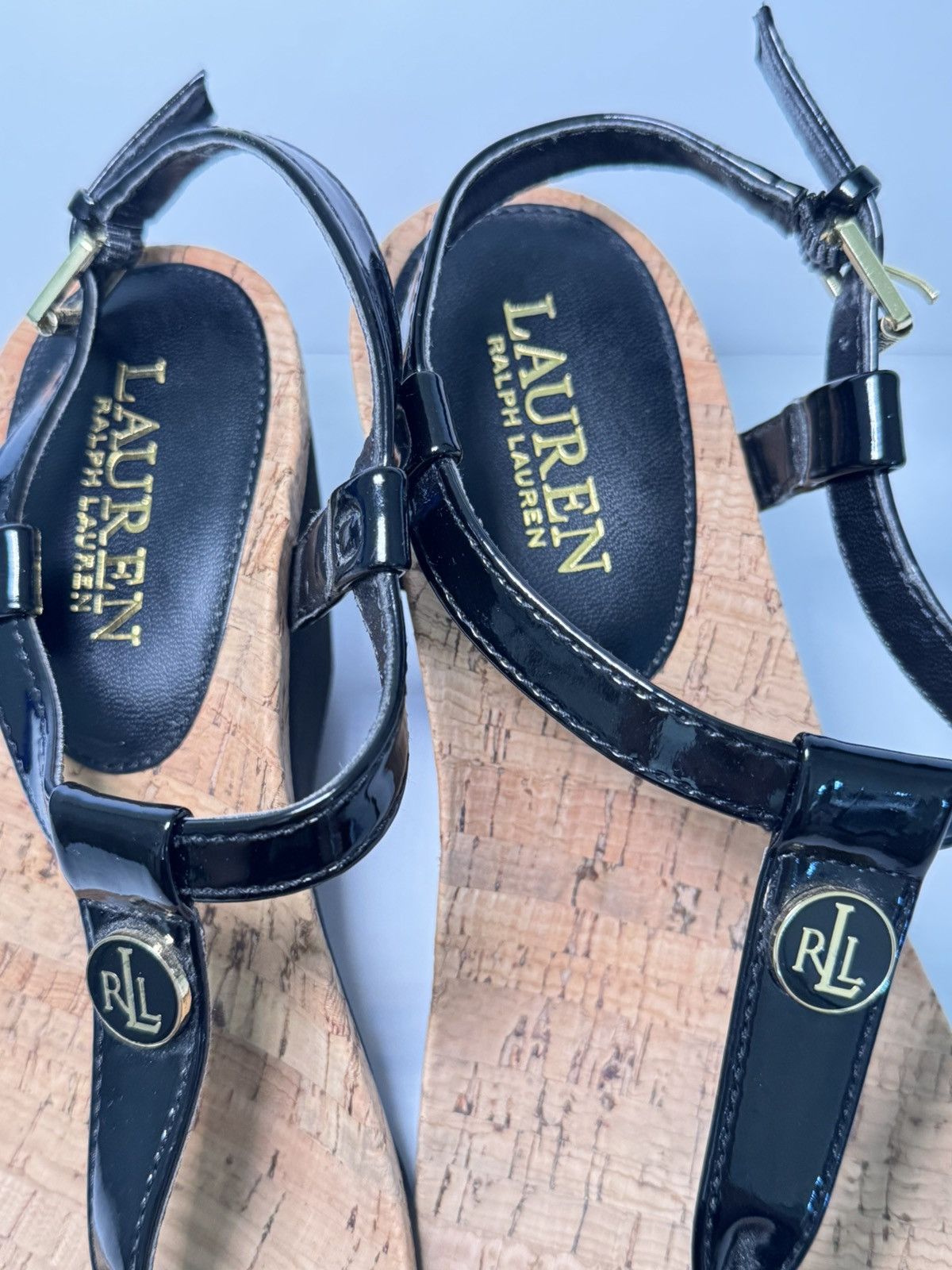Lauren Ralph Lauren Lauren Ralph Lauren black patent cork wedge sandals Size US 6 / IT 36 - 6 Thumbnail