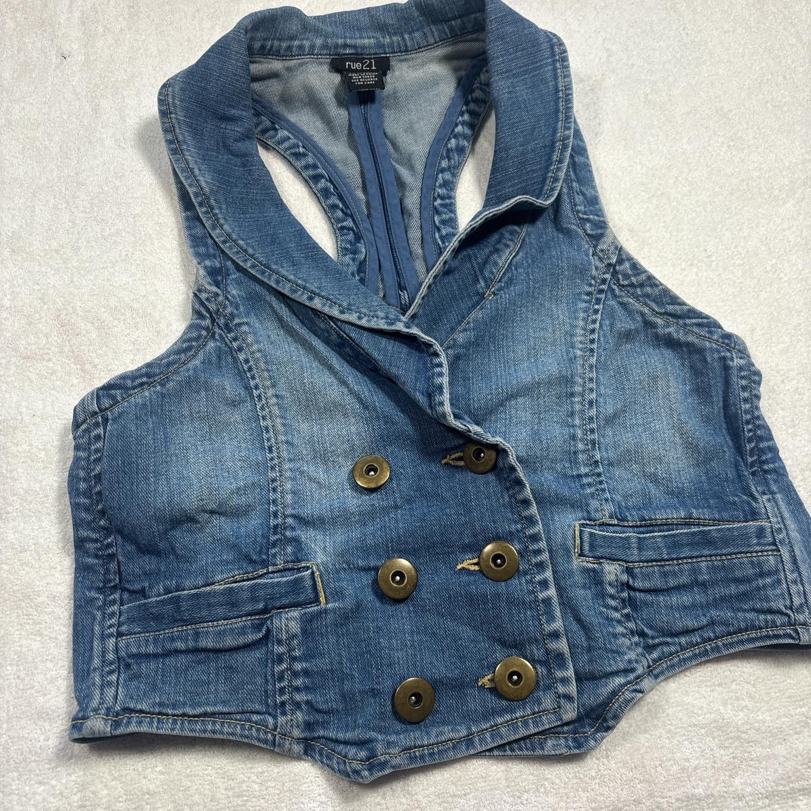 rue21 y2k rue 21 denim vest with button detailing Size M / US 6-8 / IT 42-44 - 3 Thumbnail