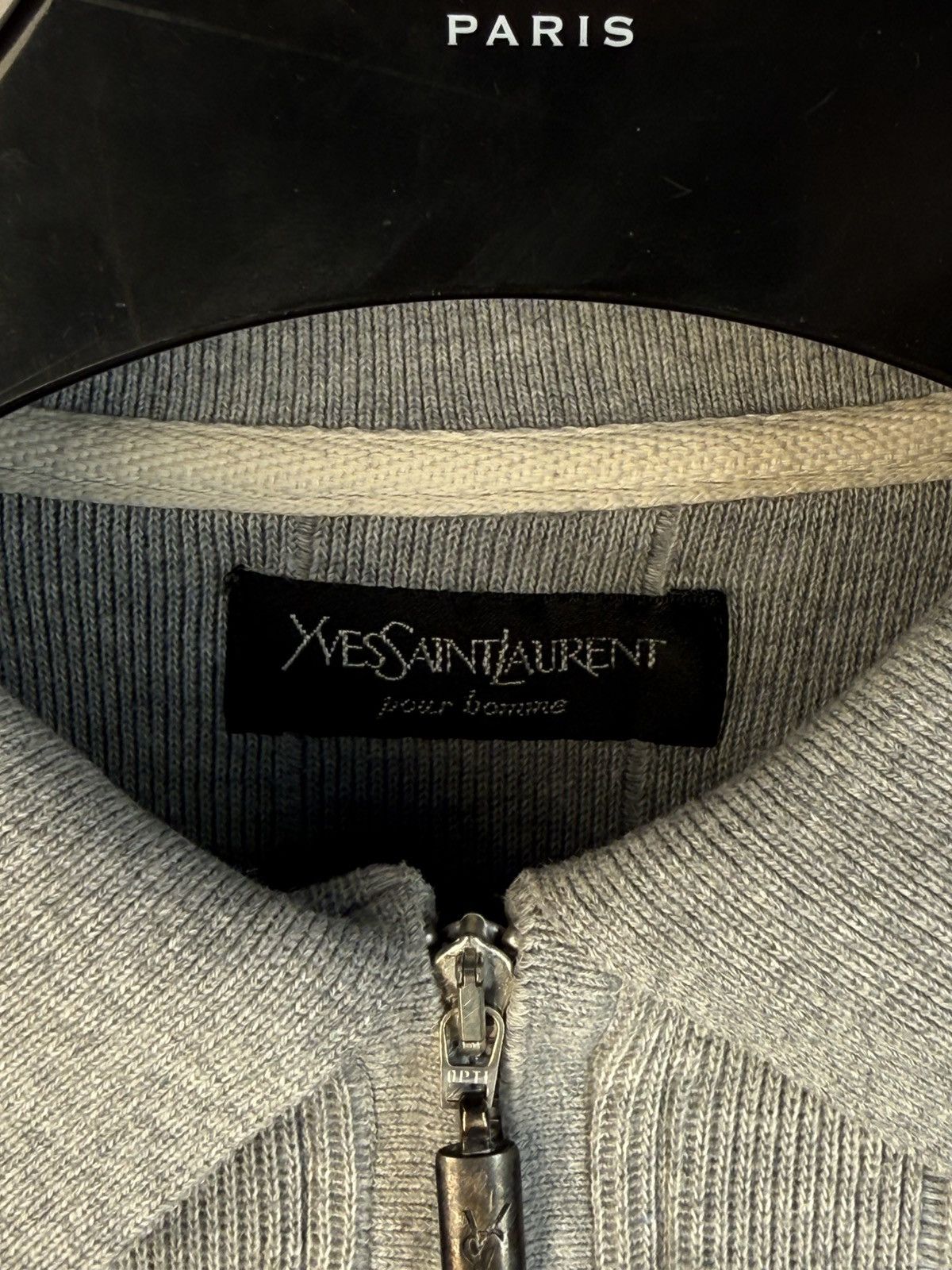 Yves Saint Laurent 90s YSL Sweatshirt 1/4 Quarter Zip Grey Vintage Sweater Size US L / EU 52-54 / 3 - 20 Thumbnail