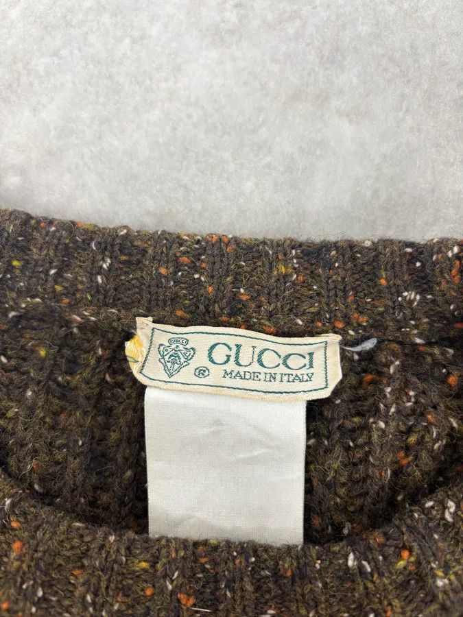 Gucci 1990s Gucci Brown Italian Wool Premium Sweater Size US L / EU 52-54 / 3 - 5 Thumbnail