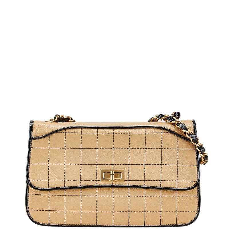 Chanel Chanel Lambskin Choco Bar Shoulder Bag 6 Series Leather Shoulder Bag in Beige, Women's