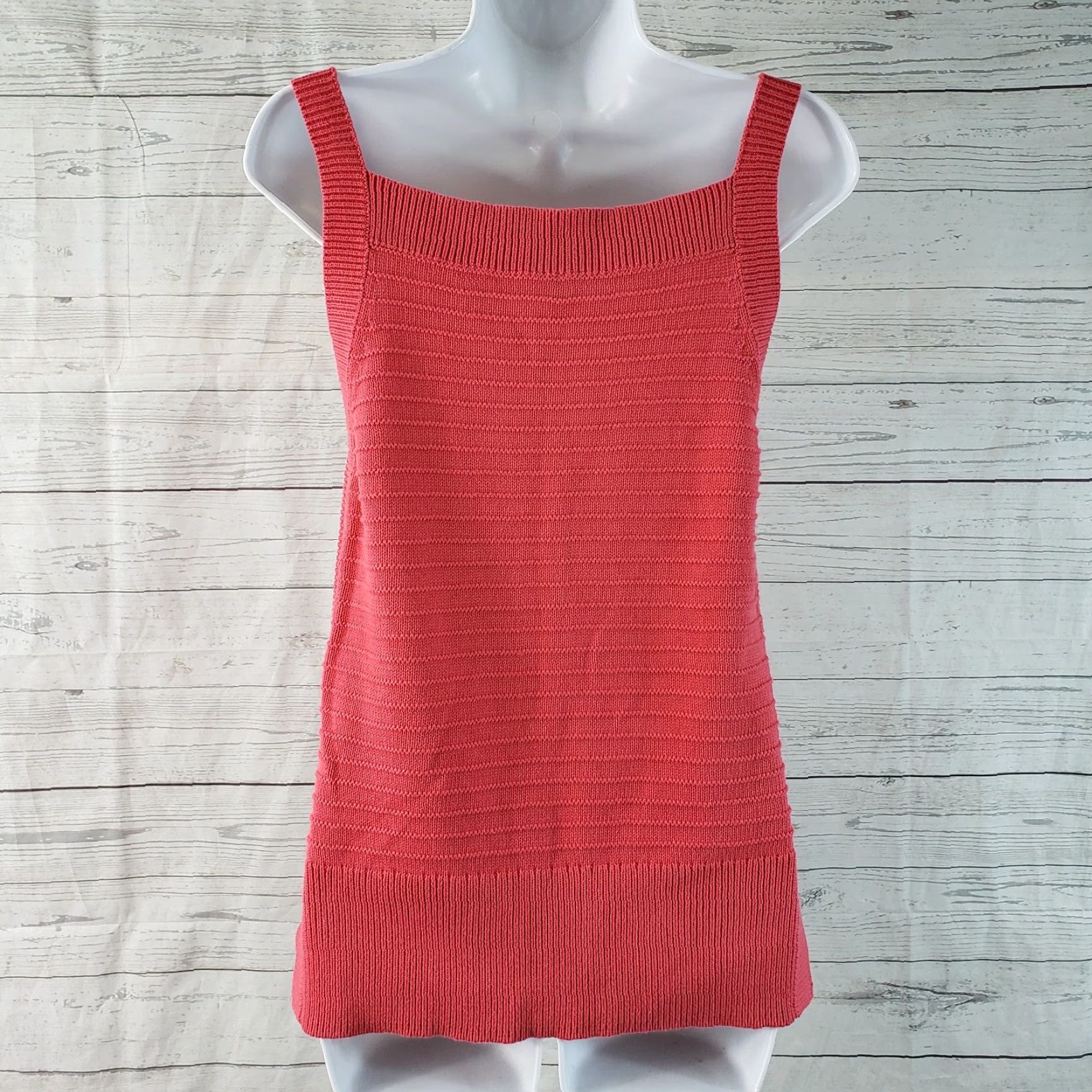 Vintage Margaret O'leary Womens Knit Tank Top Sz Medium Pink/Red Organic Cotton Size M / US 6-8 / IT 42-44 - 4 Thumbnail