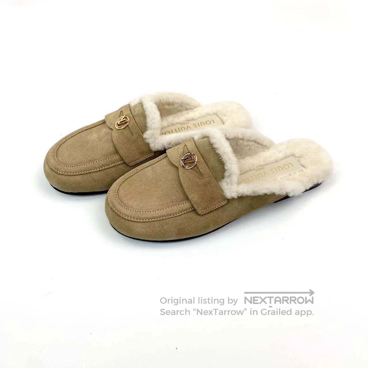Louis Vuitton Louis Vuitton Gold label logo suede round toe half slip| Size US 5.5 / IT 35.5 - 1 Thumbnail