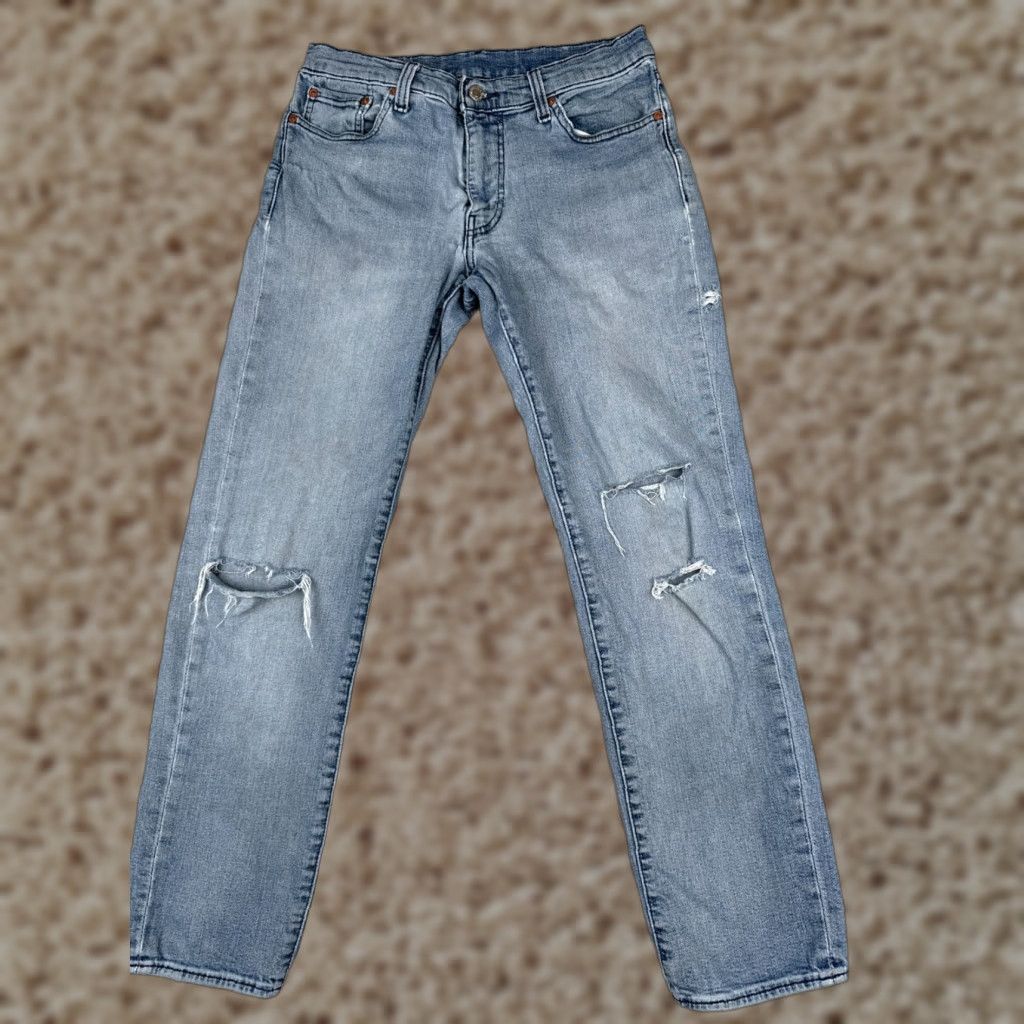 Levi's VINTAGE Levis Jeans Men 32 Blue Distressed 511 Cotton Premium 30x30 Denim Straight Slimming 5-Pocket Design 30 in Inseam Medium Wash Jeans Mens Size US 32 / EU 48 - 1 Thumbnail