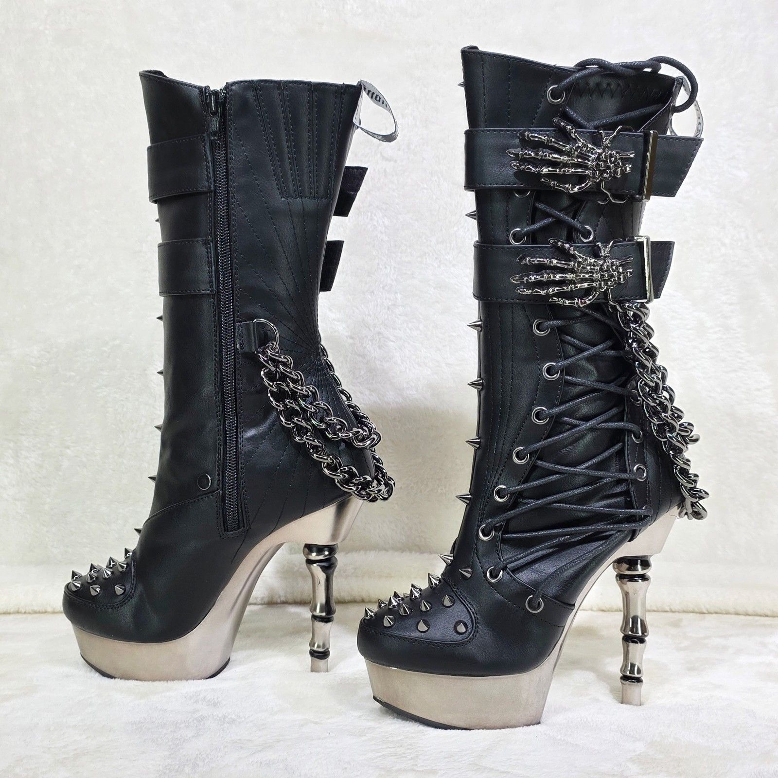 Demonia Cult DEMONIA Muerto Bone Heel Chain Cryptic Skeleton Hand Platfor Size US 8 / IT 38 - 3 Thumbnail