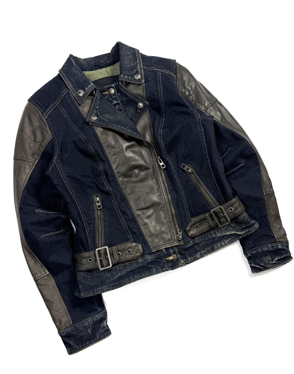 Harley Davidson Harley Davidson Vintage Buffalo Leather Denim Biker Jacket Size M / US 6-8 / IT 42-44 - 5 Thumbnail