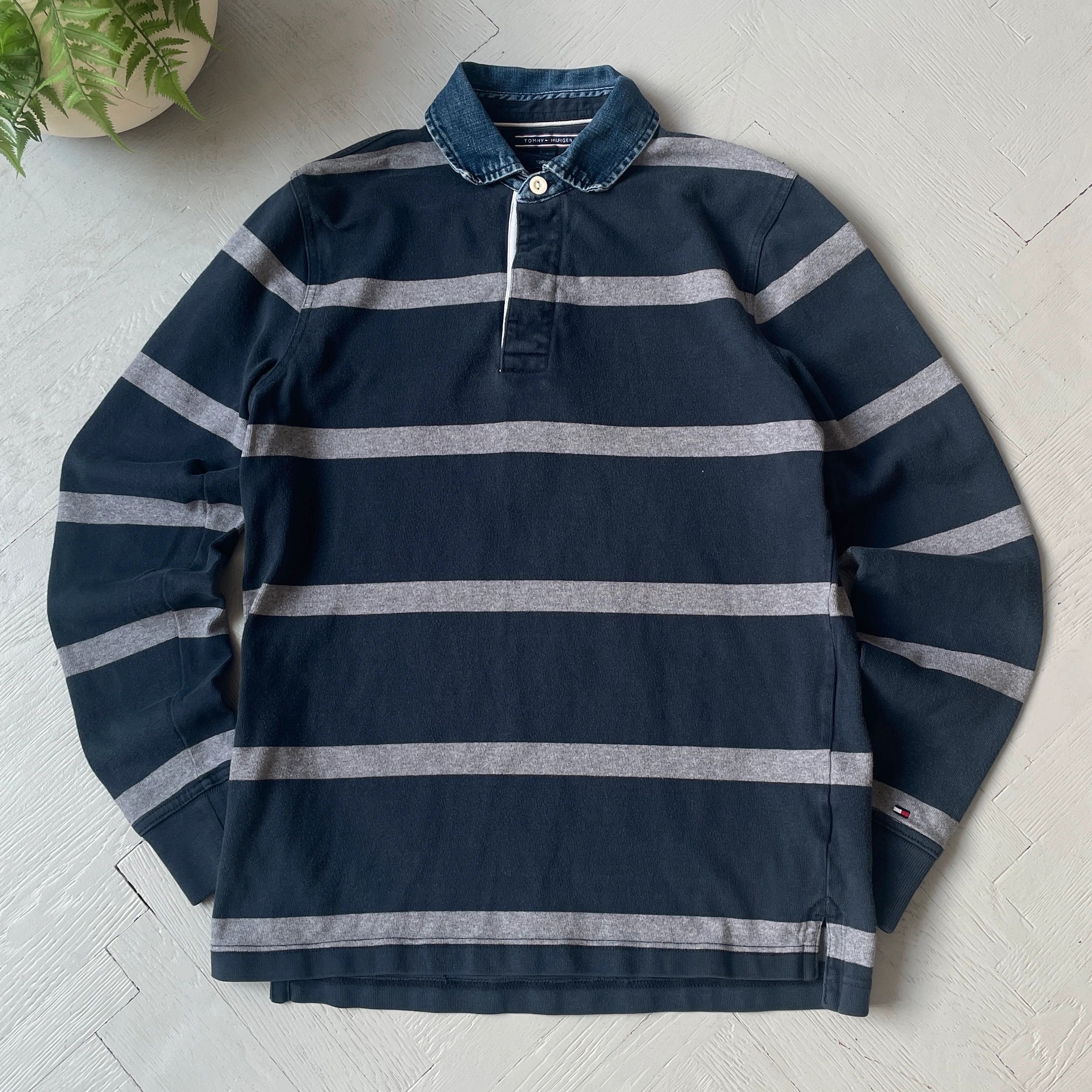 Tommy Hilfiger Preppy Rugby Shirt Denim Colar