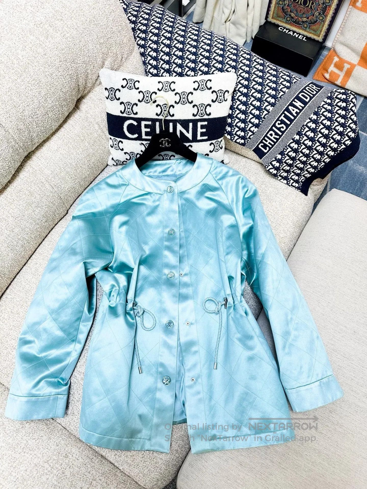 Chanel Chanel Silk Satin Quilted Trench Coat. Size S / US 4 / IT 40 - 2 Thumbnail