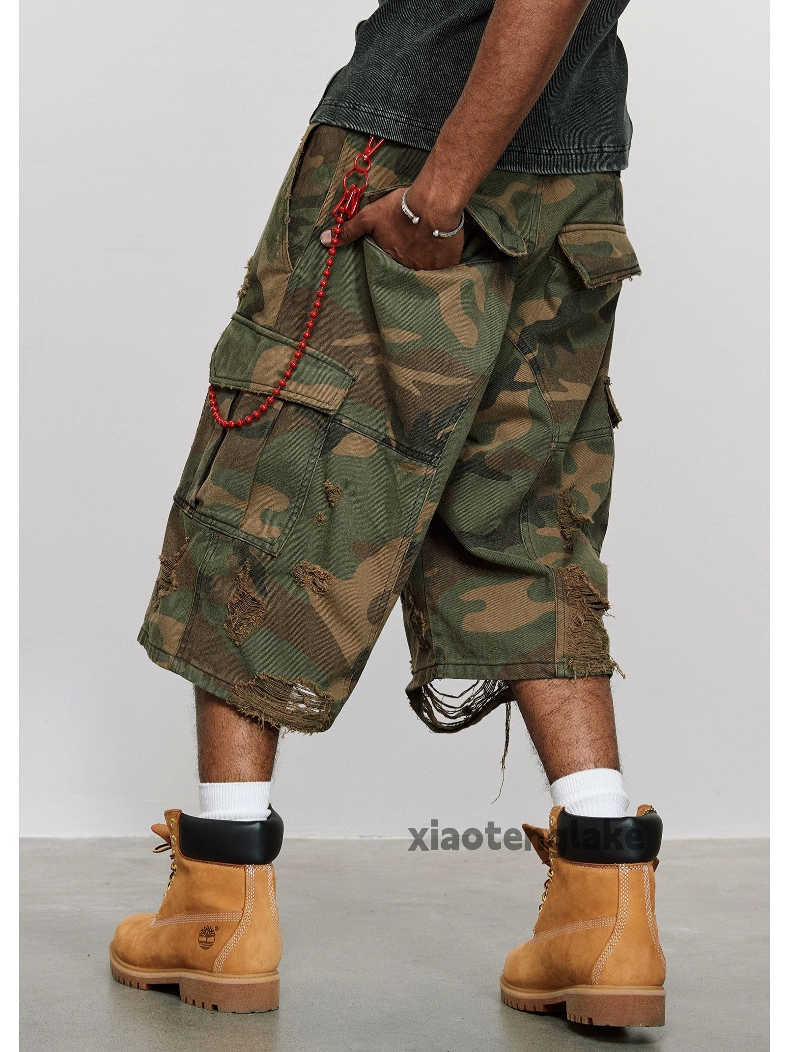 Vintage xtl utility military outdoor loose baggy camo cargo shorts Size US 32 / EU 48 - 5 Thumbnail