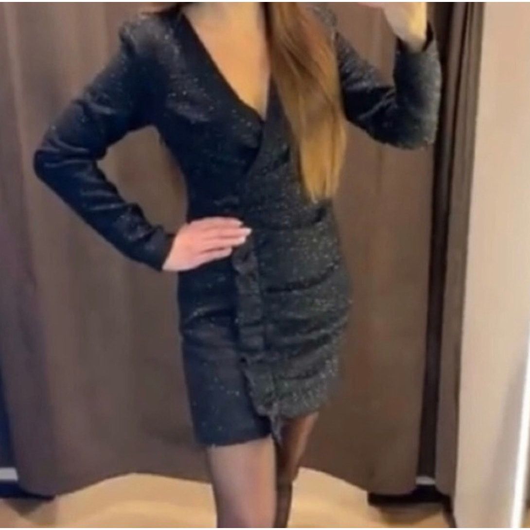 Zara ZARA BLOGGER FAVORITE TEXTURED WEAVE DRESS WITH RUFFLE Size XL / US 12-14 / IT 48-50 - 2 Thumbnail