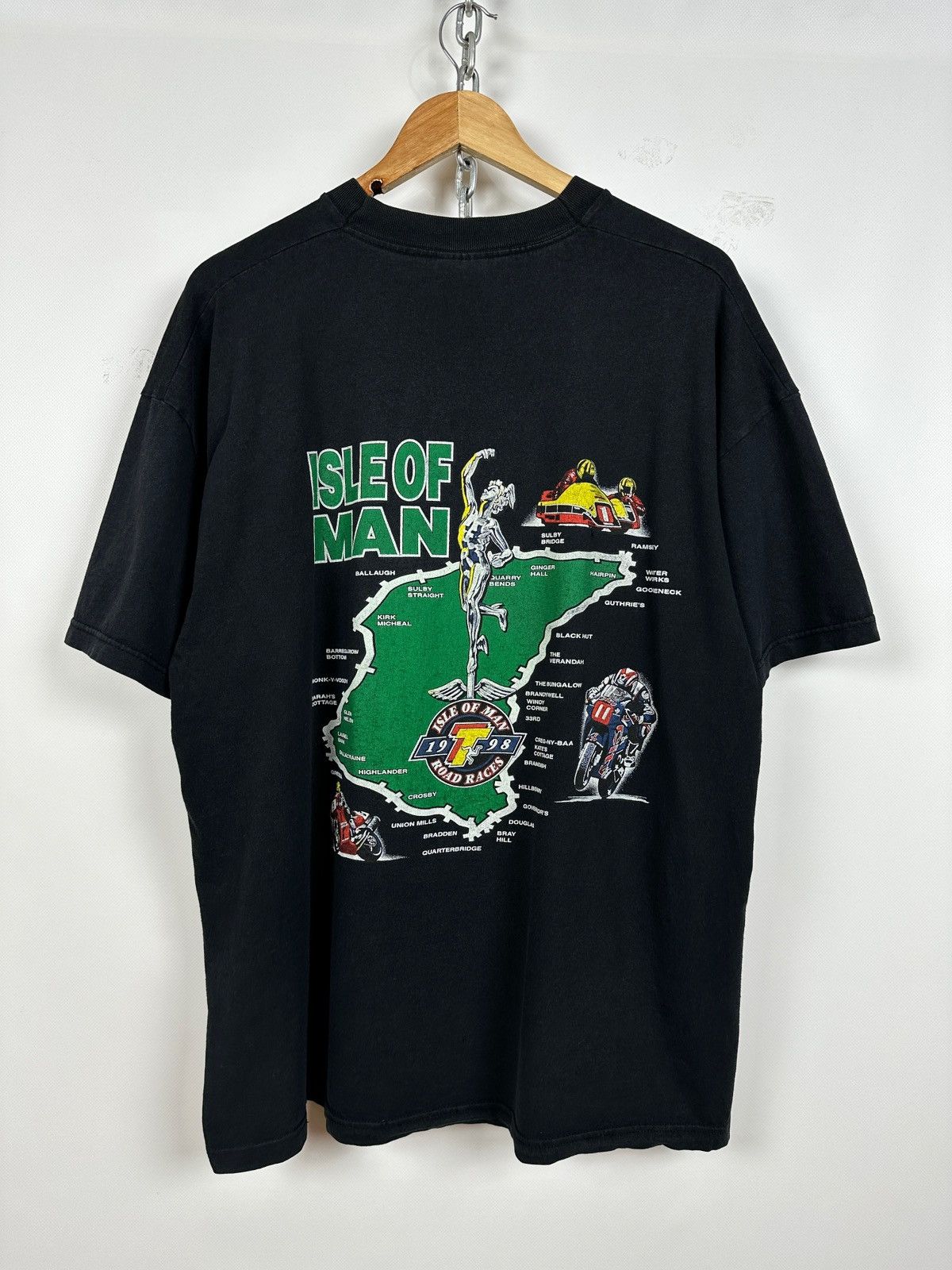 Vintage 1998 Vintage Isle Of Man Road Racing Moto T-Shirt Size US XL / EU 56 / 4 - 2 Thumbnail