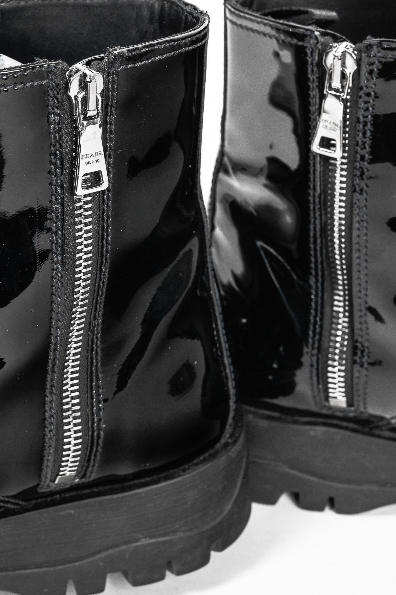 Prada Prada Calzature Donna Patent Leather Lace-up Combat Boots Size US 8 / IT 38 - 8 Thumbnail