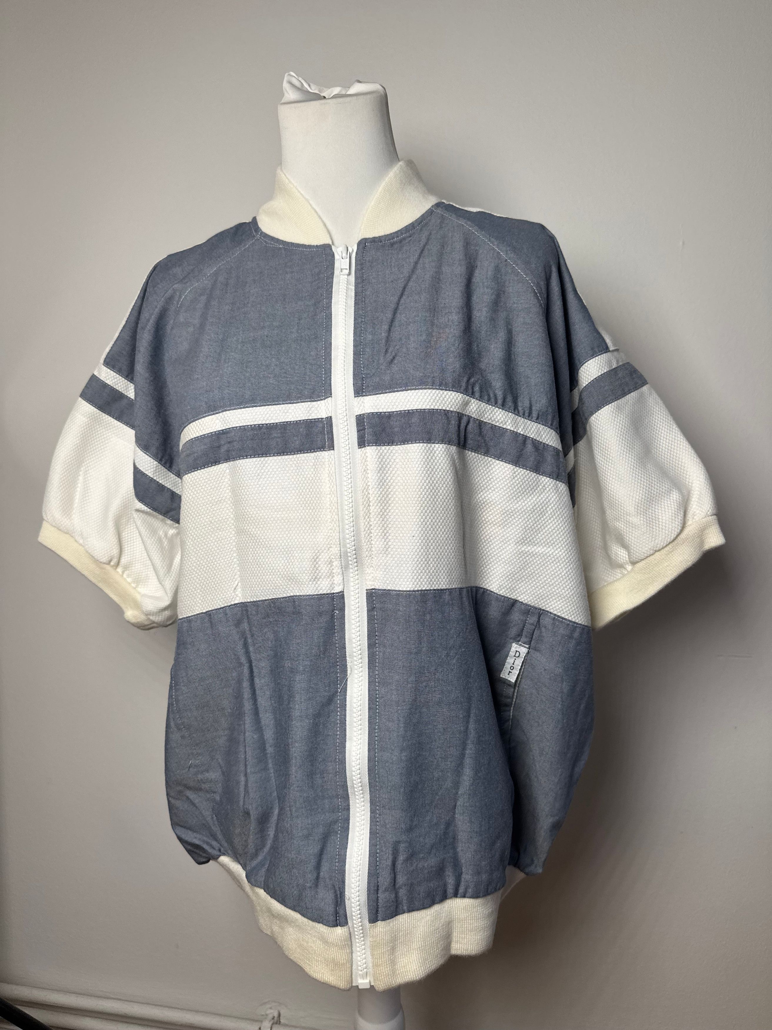 Dior Vintage Mens Short - Sleeve Jacket Blue White L Size L / US 10 / IT 46 - 1 Thumbnail
