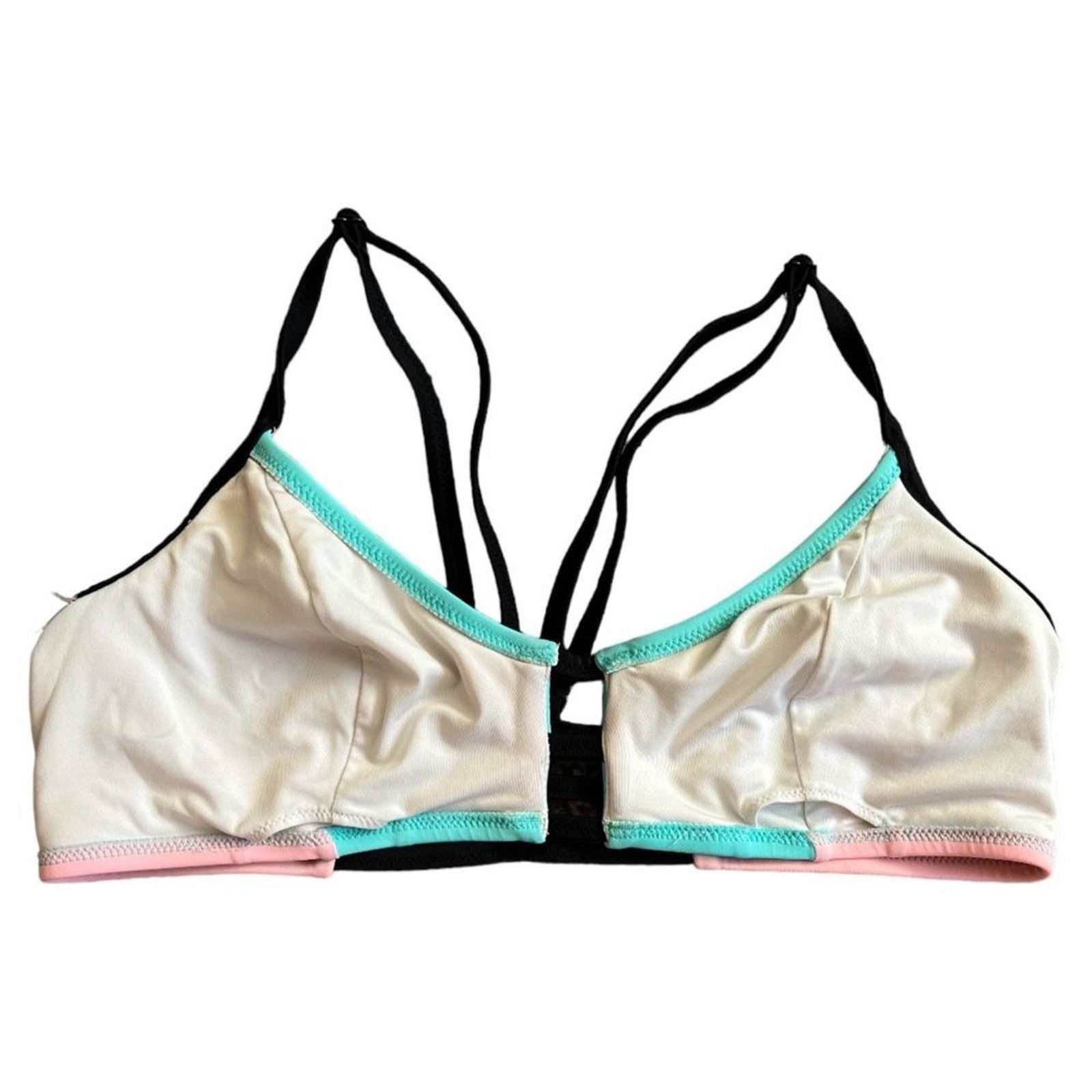 Victoria's Secret VICTORIA'S SECRET PINK Pink/Green Color Block Swim Top, L Size ONE SIZE - 4 Thumbnail
