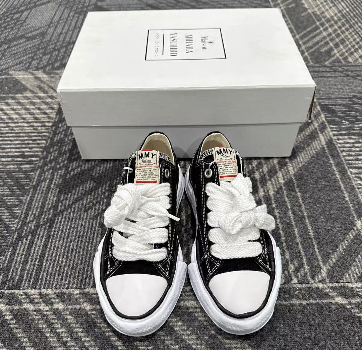 Maison MIHARA YASUHIRO MIHARA YASUHIRO Black & White Distorted Sneakers J42 Size US 6 / IT 36 - 2 Thumbnail
