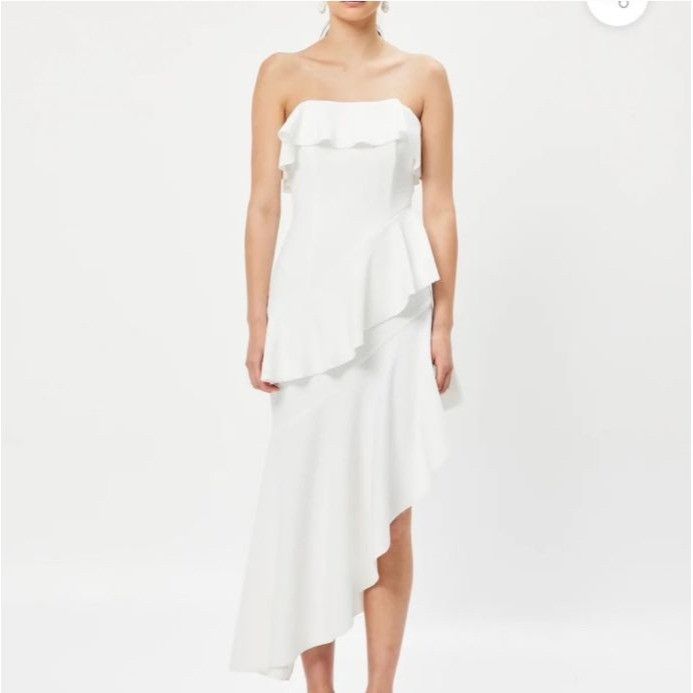 ELLIATT Asymmetrical Elliatt Costus White Strapless Ruffle Dress For Size XS / US 0-2 / IT 36-38 - 7 Thumbnail