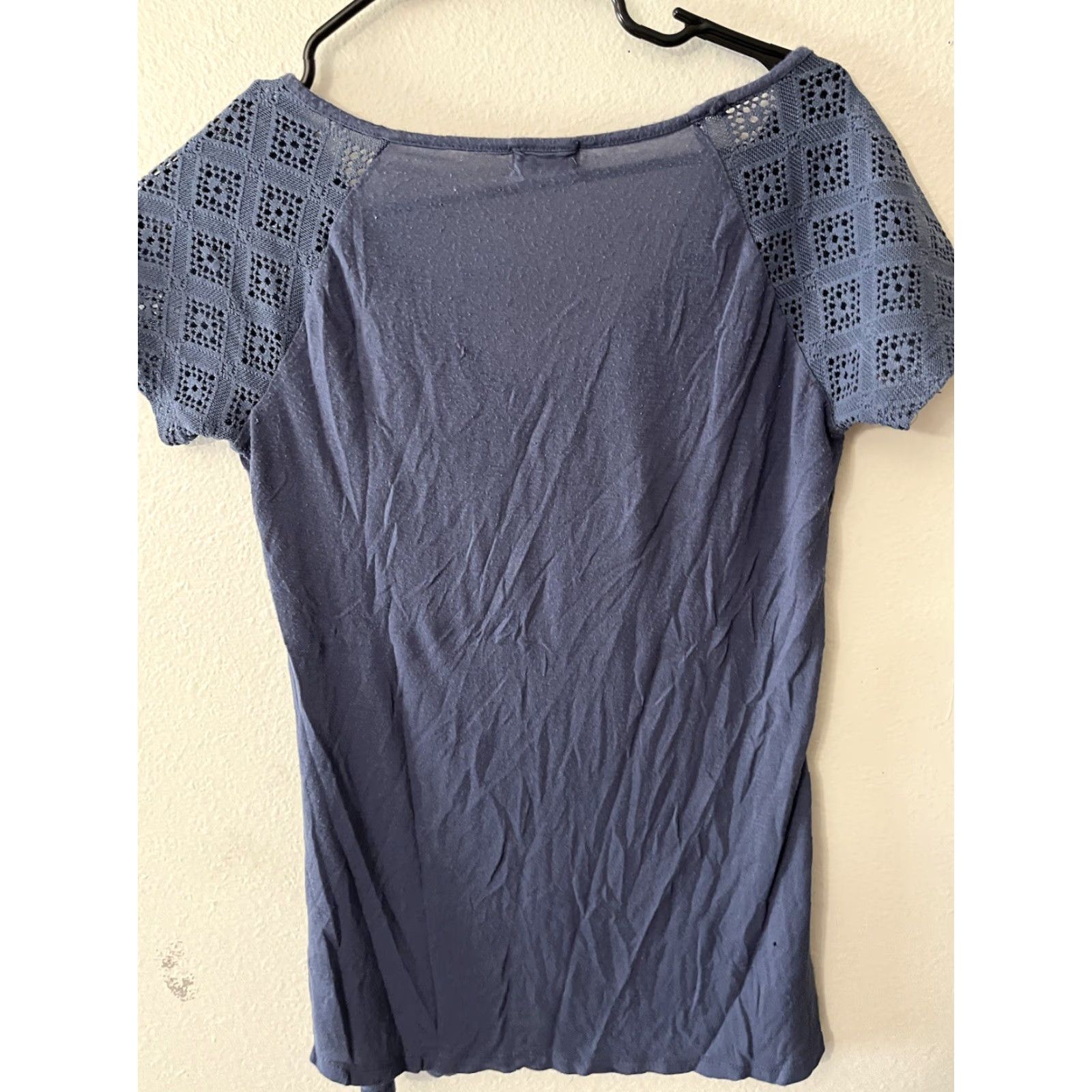 Vintage VINTAGE Glitz Henley Tee Shirt - Women - Medium - Blue - Short Sleeve - Rayon Stretch - Solid - Athleisure - 90s? Size M / US 6-8 / IT 42-44 - 2 Thumbnail