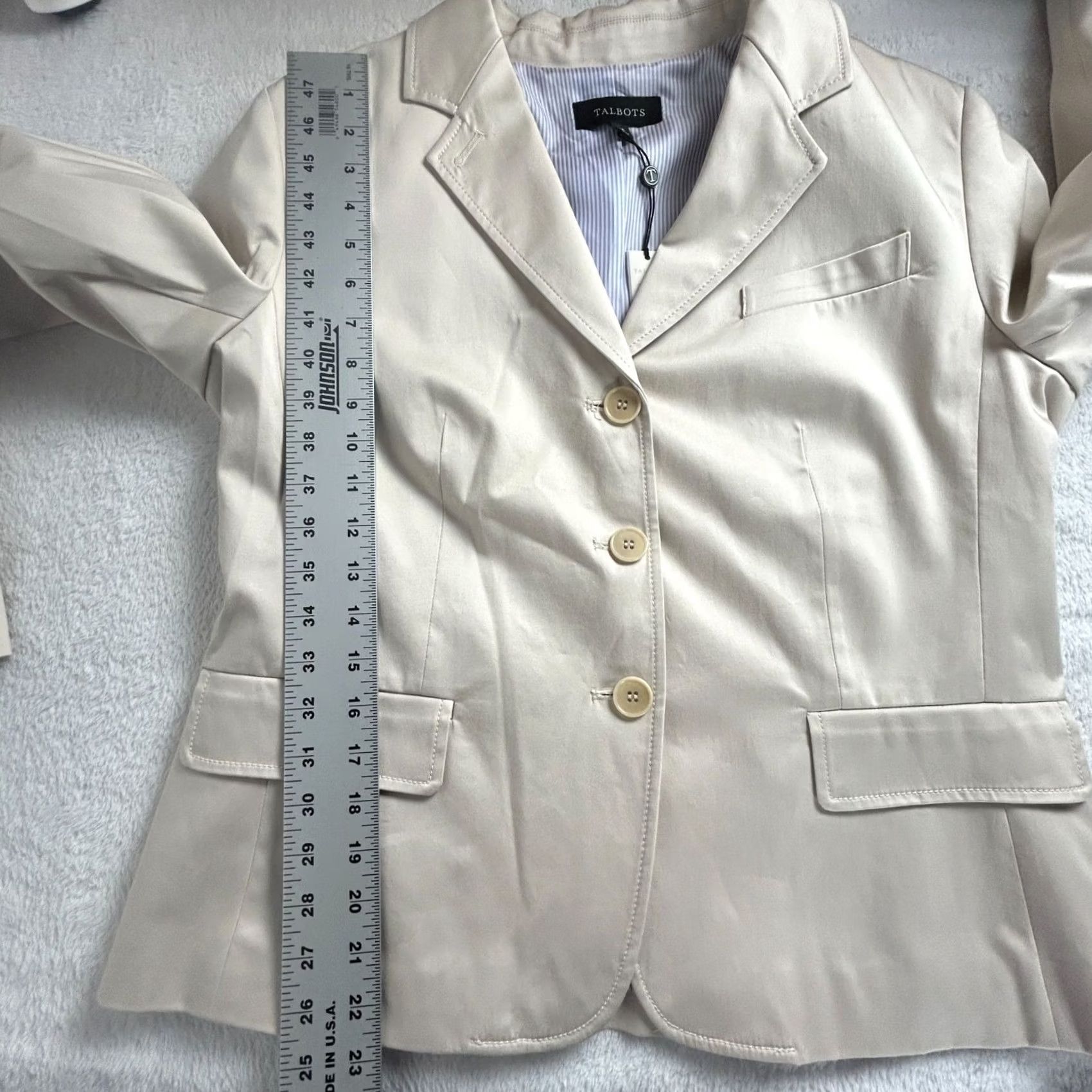 Talbots Talbots Womens Grace Fit Blazer Single-Breasted Size 16 Beige Lined Stretch Notch Regular A/B? Wait Size XXL / US 16-18 / IT 52-54 - 7 Thumbnail