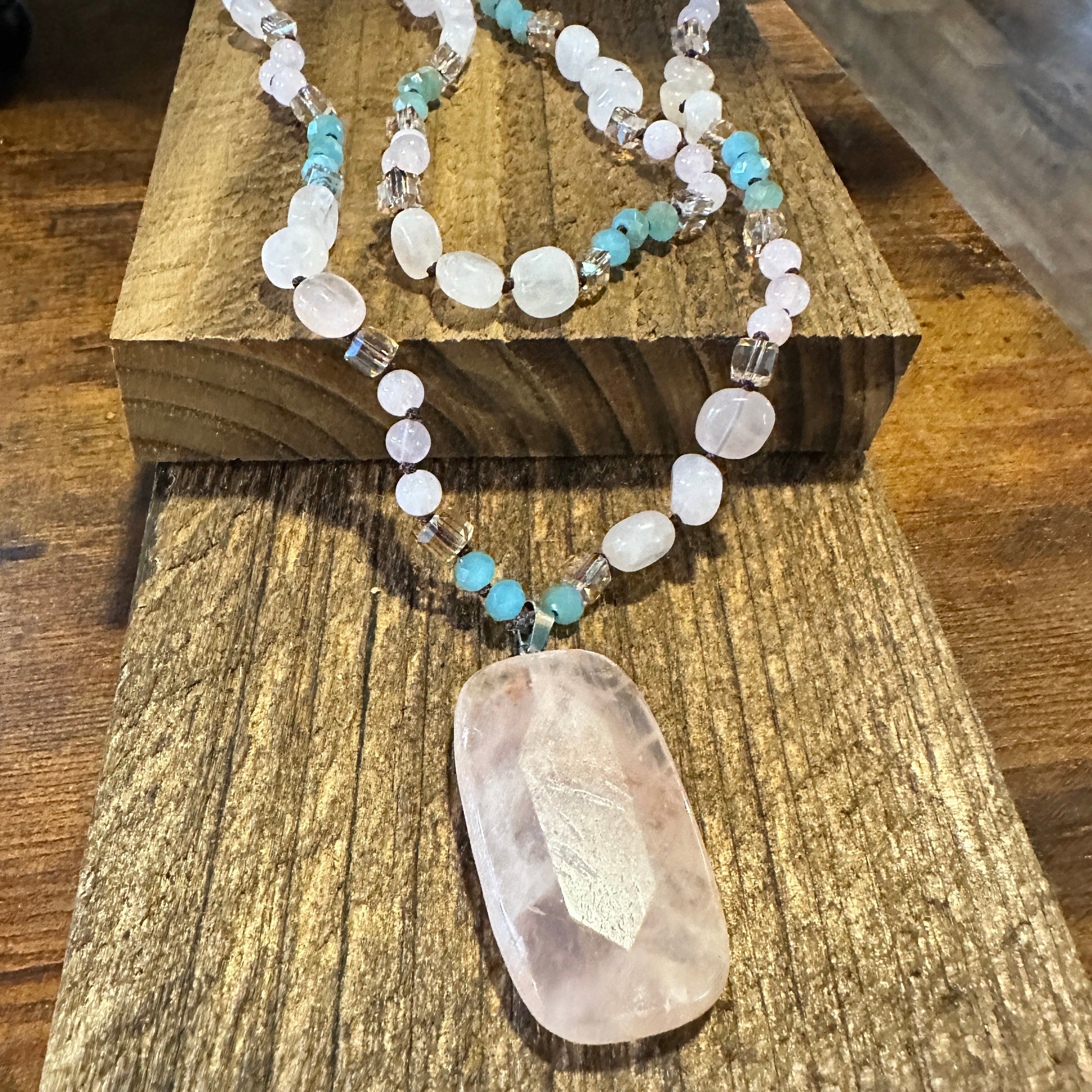 Other Bohemian Natural Pink Quartz Pendant Necklace | Handcrafted Size ONE SIZE - 5 Thumbnail
