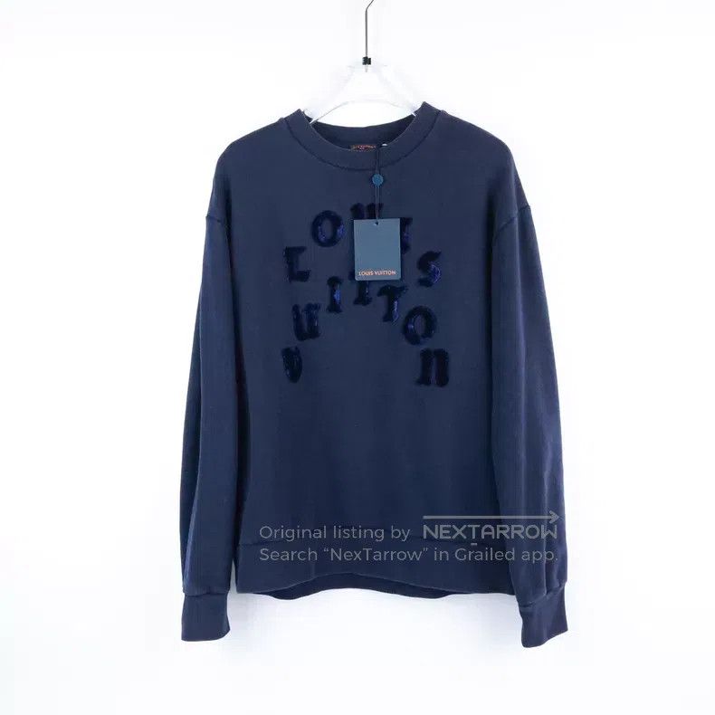 Louis Vuitton Louis Vuitton Dark blue flocked logo sweatshirt Size US L / EU 52-54 / 3 - 1 Thumbnail
