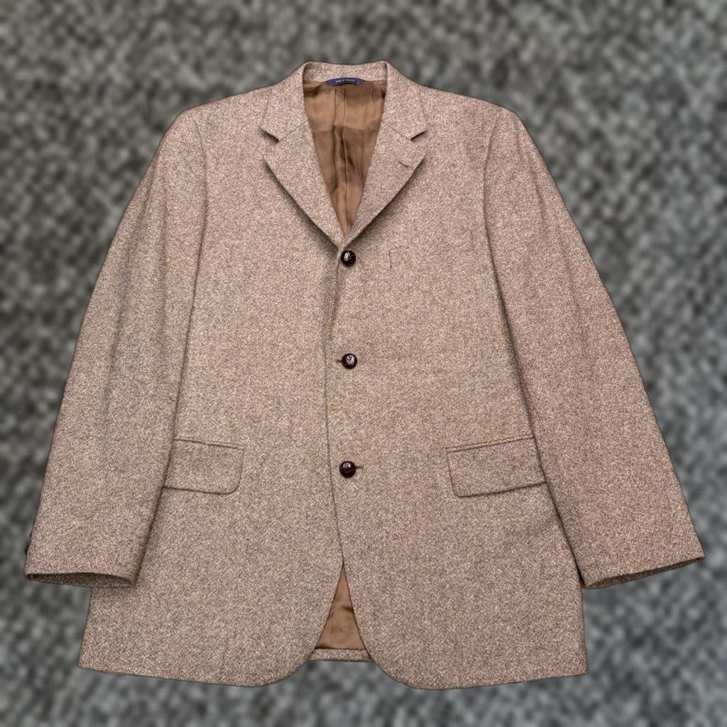 Brooks Brothers Brooks Brothers Tweed Blazer Sport Coat Blazer 42R Tan Wool Wool Blend Brown Notch Three-Button Modern Men Regular Blazer Mens Vintage No N/A Size 42R - 1 Thumbnail