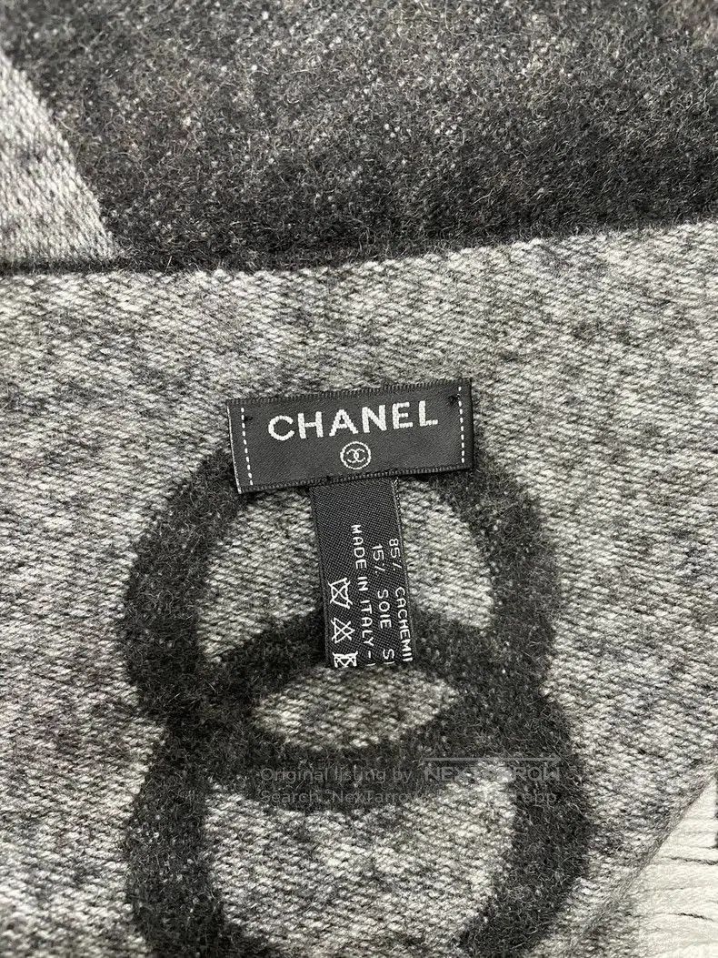 Chanel Chanel Gray Logo Cashmere Scarf. Size ONE SIZE - 4 Thumbnail