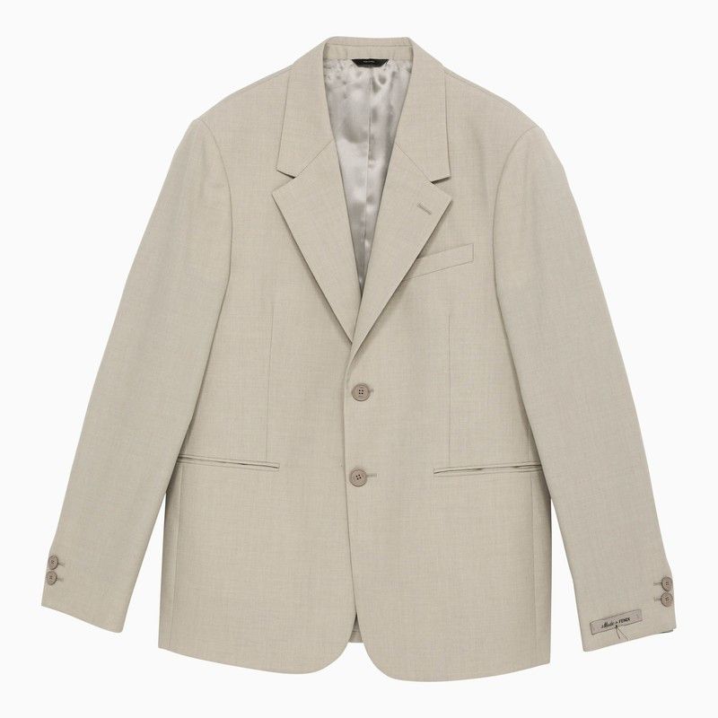 image of Fendi Beige Single-Breasted Jacket In Wool, Men's (Size XL)