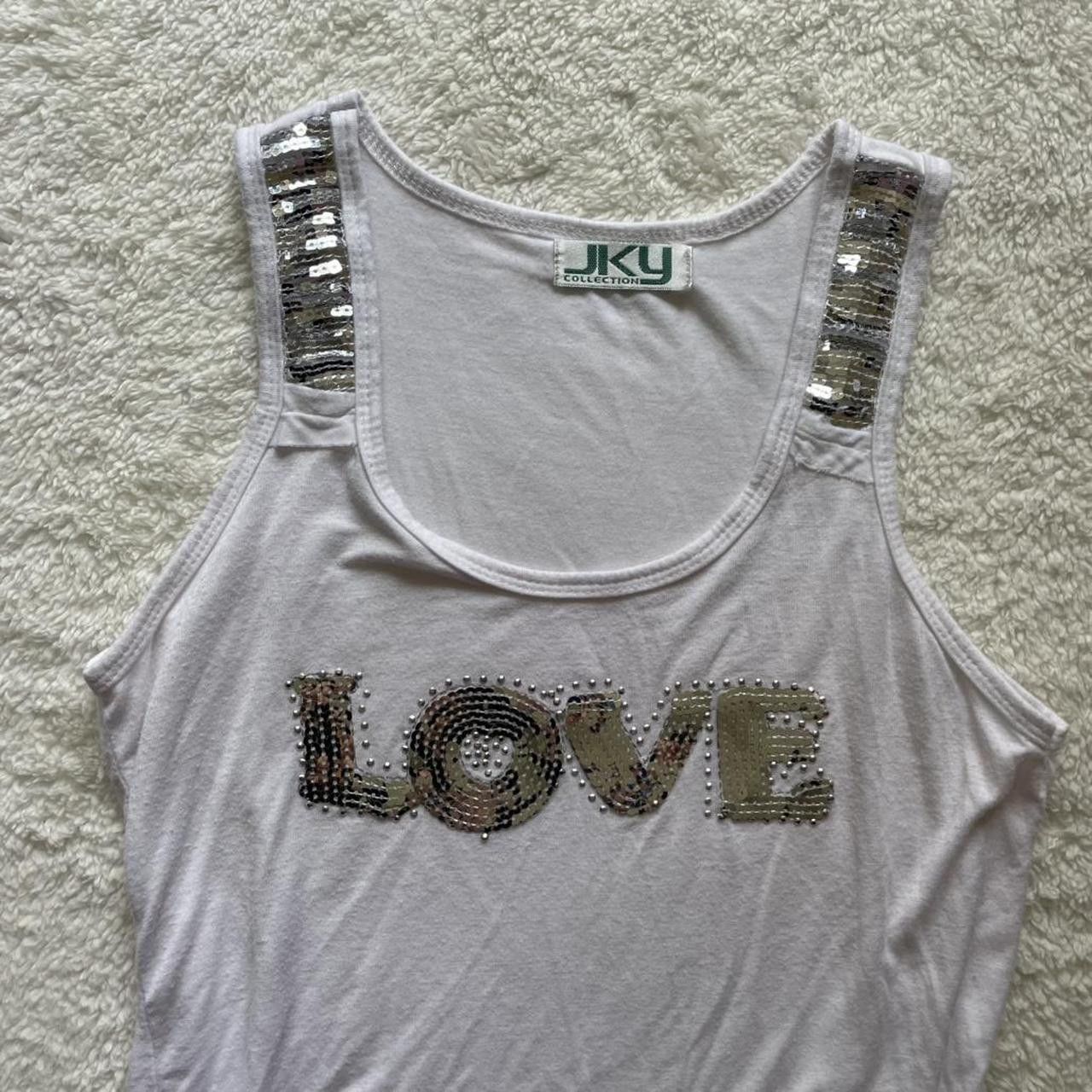 Other 2000s Love sequin embellished white tank top Size M / US 6-8 / IT 42-44 - 4 Thumbnail