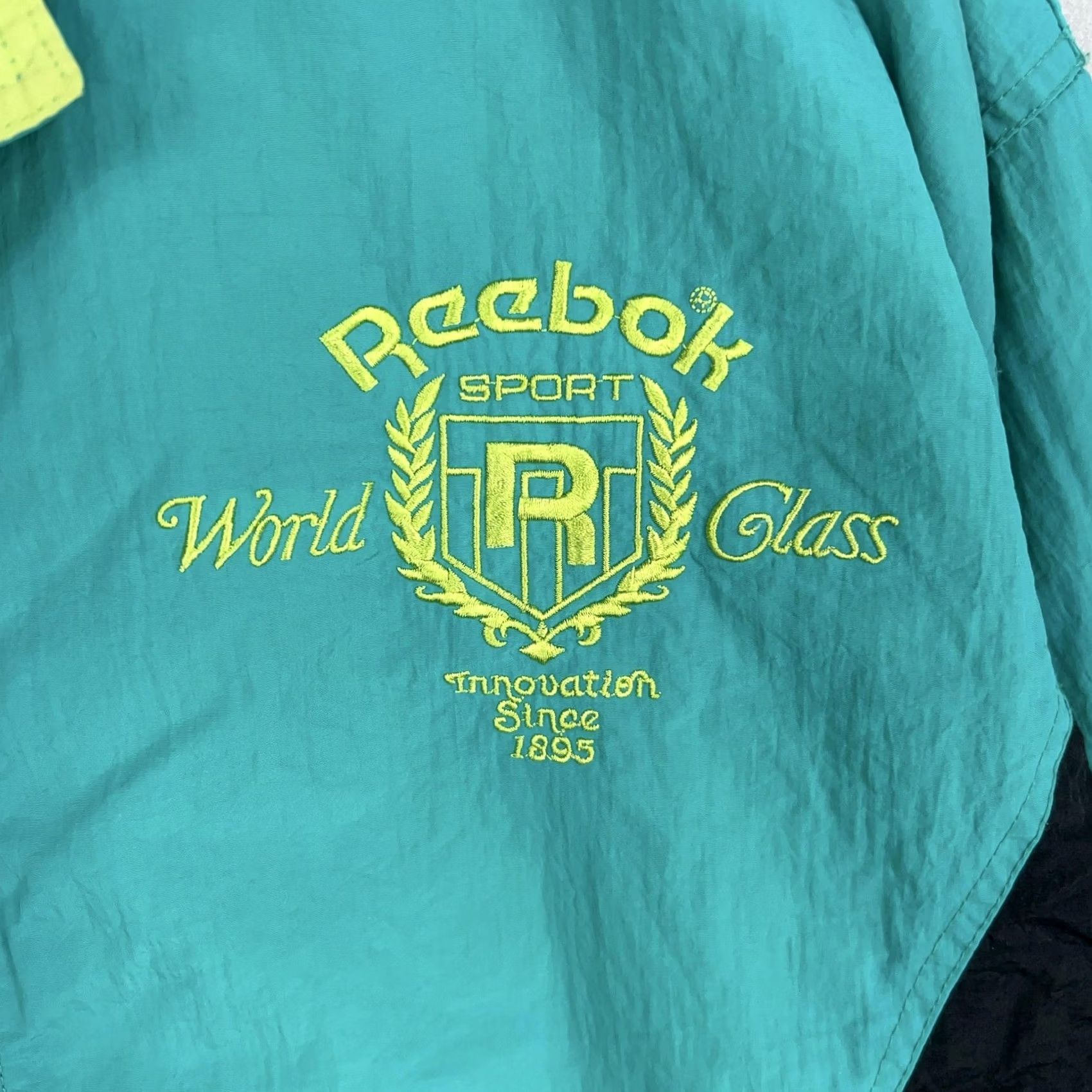 Reebok Vintage Reebok Jacket Men XL Blue Green Neon Windbreaker Crest 80s 90s Y2K Track Retro Casual Sport Size US XL / EU 56 / 4 - 5 Thumbnail