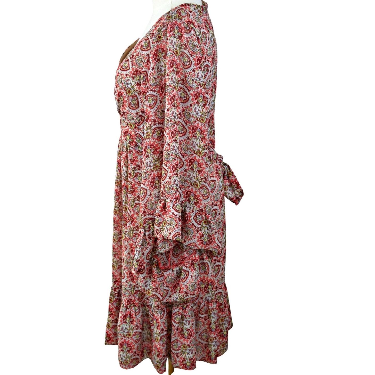 Betsey Johnson Betsey Johnson Floral V Neck Ruffle Empire Dress Bell Sleeve Size L / US 10 / IT 46 - 4 Thumbnail