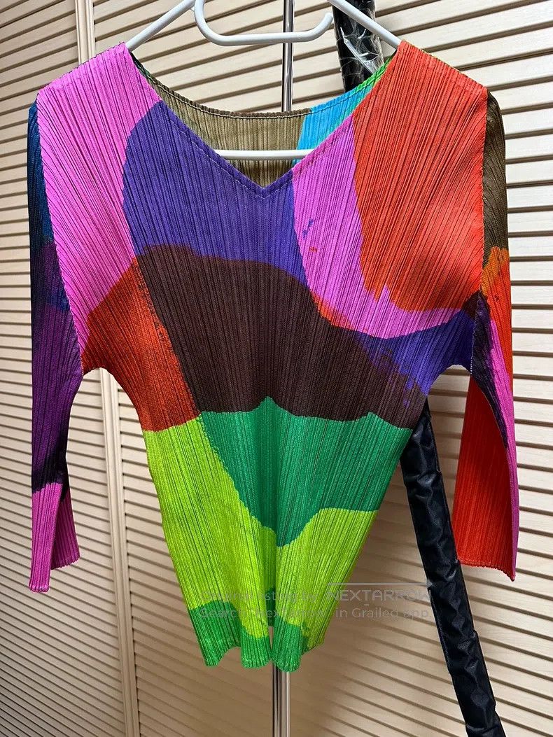 Issey Miyake Issey Miyake Color Block Seven-Point Sleeve Top Size L / US 10 / IT 46 - 1 Thumbnail