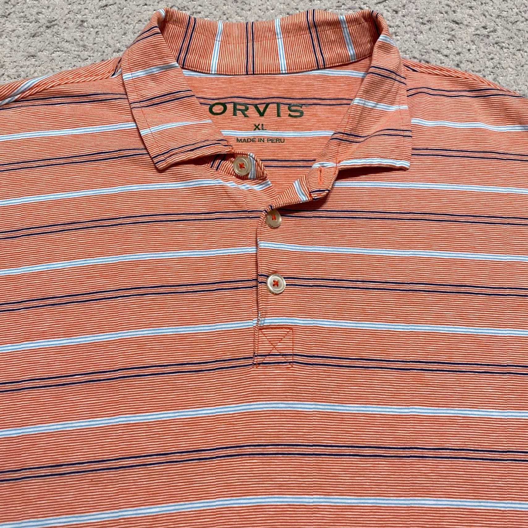 Orvis Orvis Polo Shirt Mens XL Orange Striped Short Sleeve Knit Cotton Polo Shirt XL Orange Mens Polo Shirt Size US XL / EU 56 / 4 - 6 Thumbnail