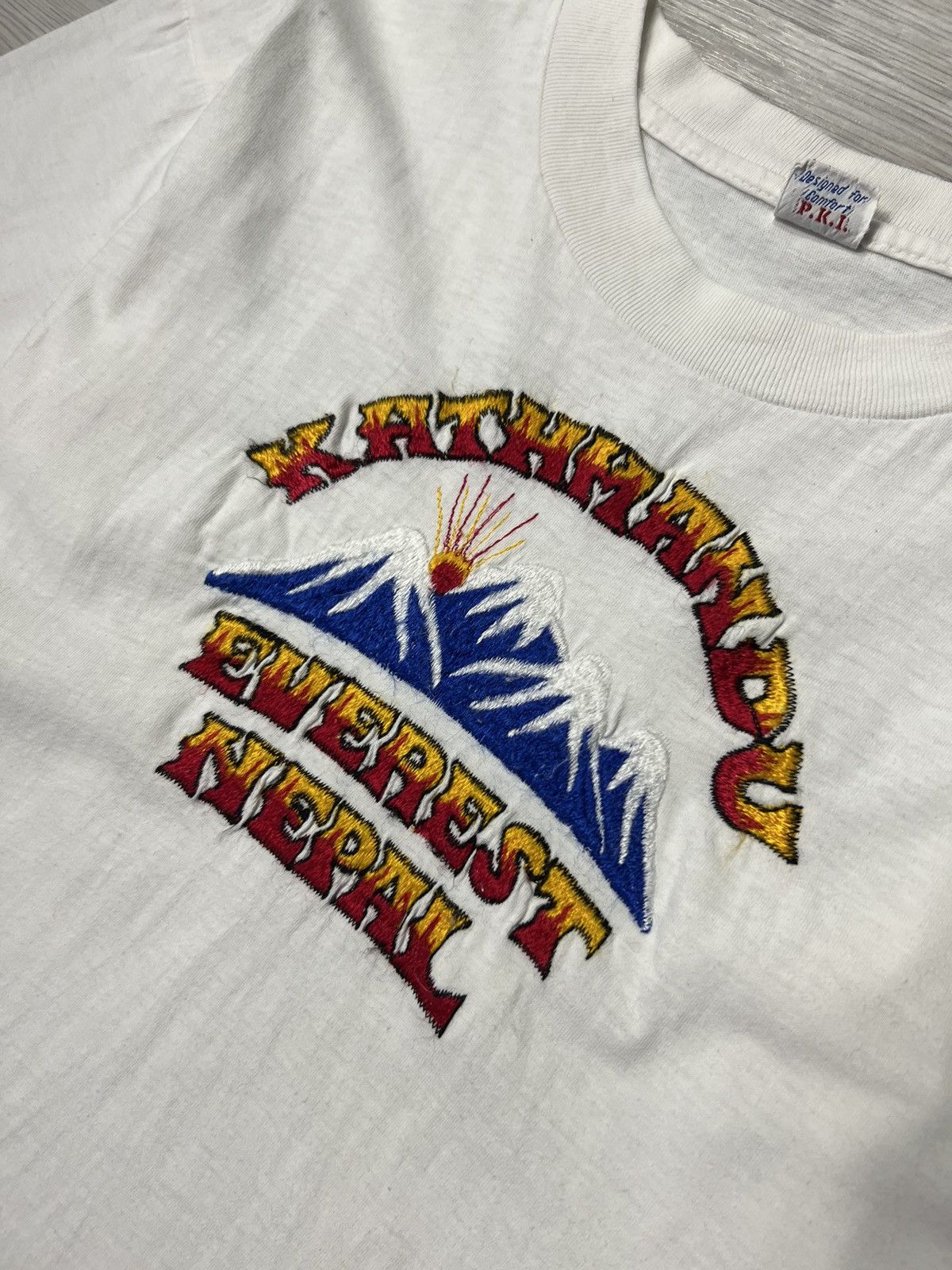 Japanese Brand × Vintage Vintage 80s Kathmandu Everest Nepal Embroidered Big Logo Tee Size US S / EU 44-46 / 1 - 3 Thumbnail